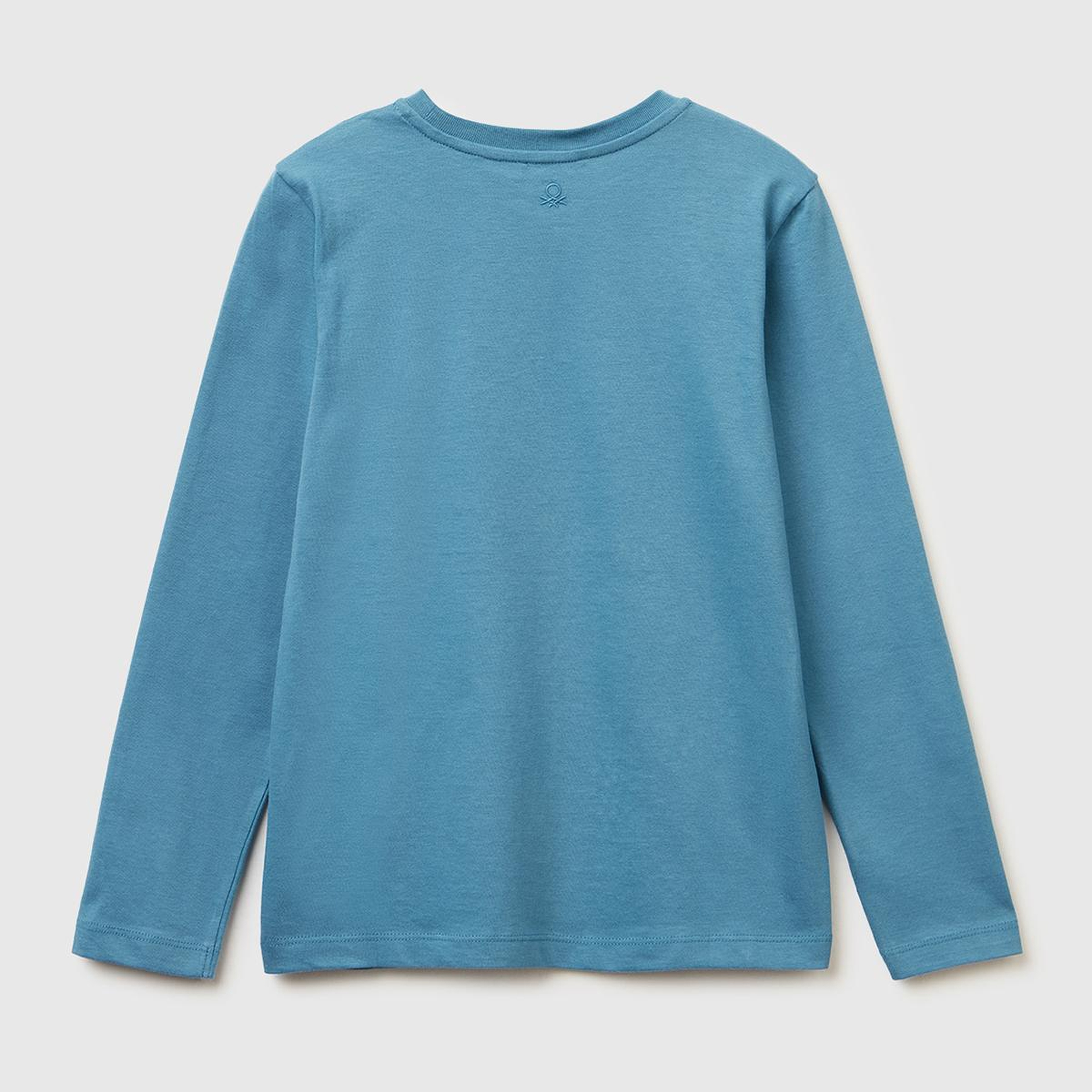Kız Çocuk Petrol Mavisi Önü Kristal Aplikeli Regular Fit Uzun Kollu T-shirt