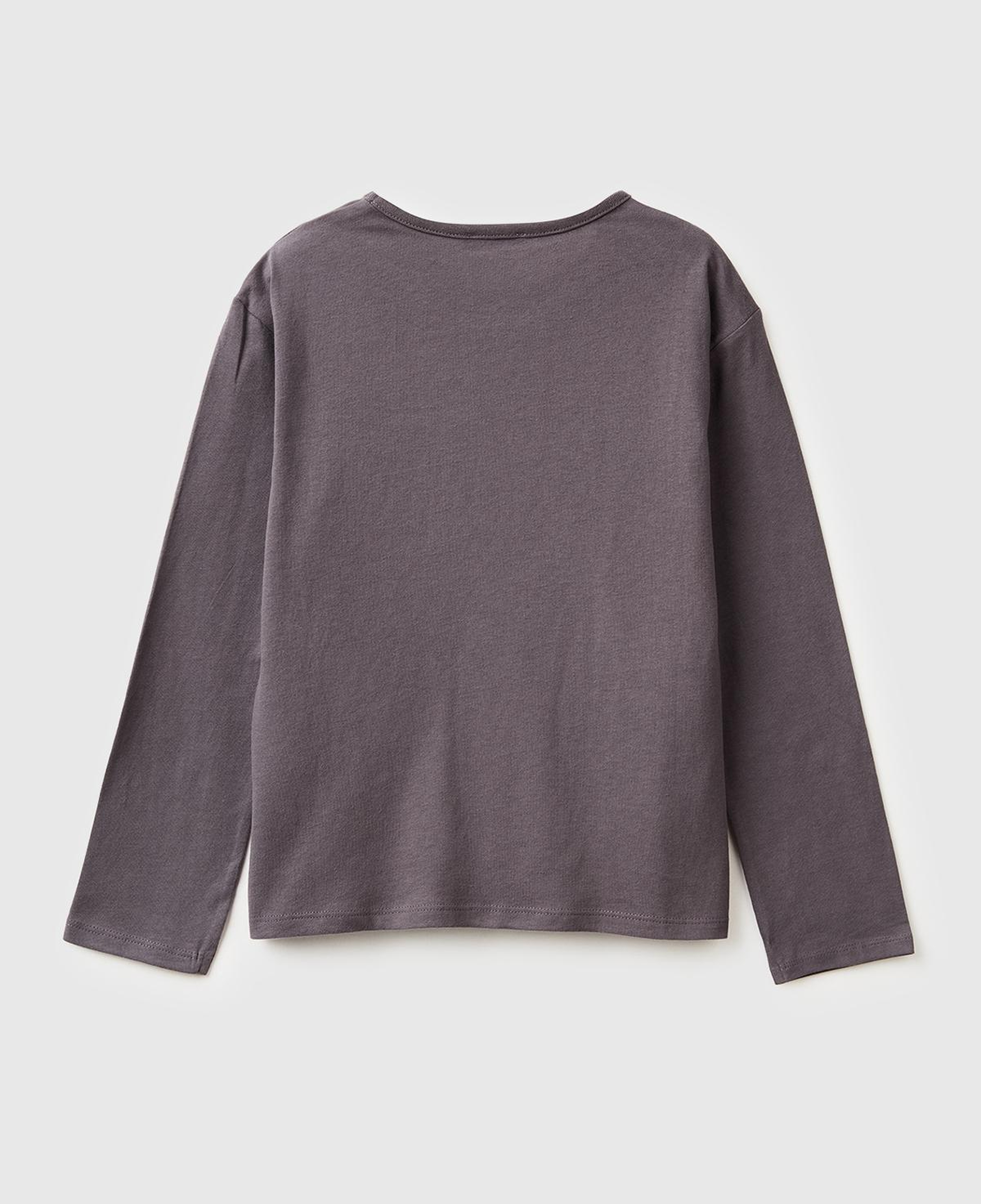 Kız Çocuk Koyu Kahverengi Grafik Payet İşlemeli Regular Fit Uzun Kollu T-shirt