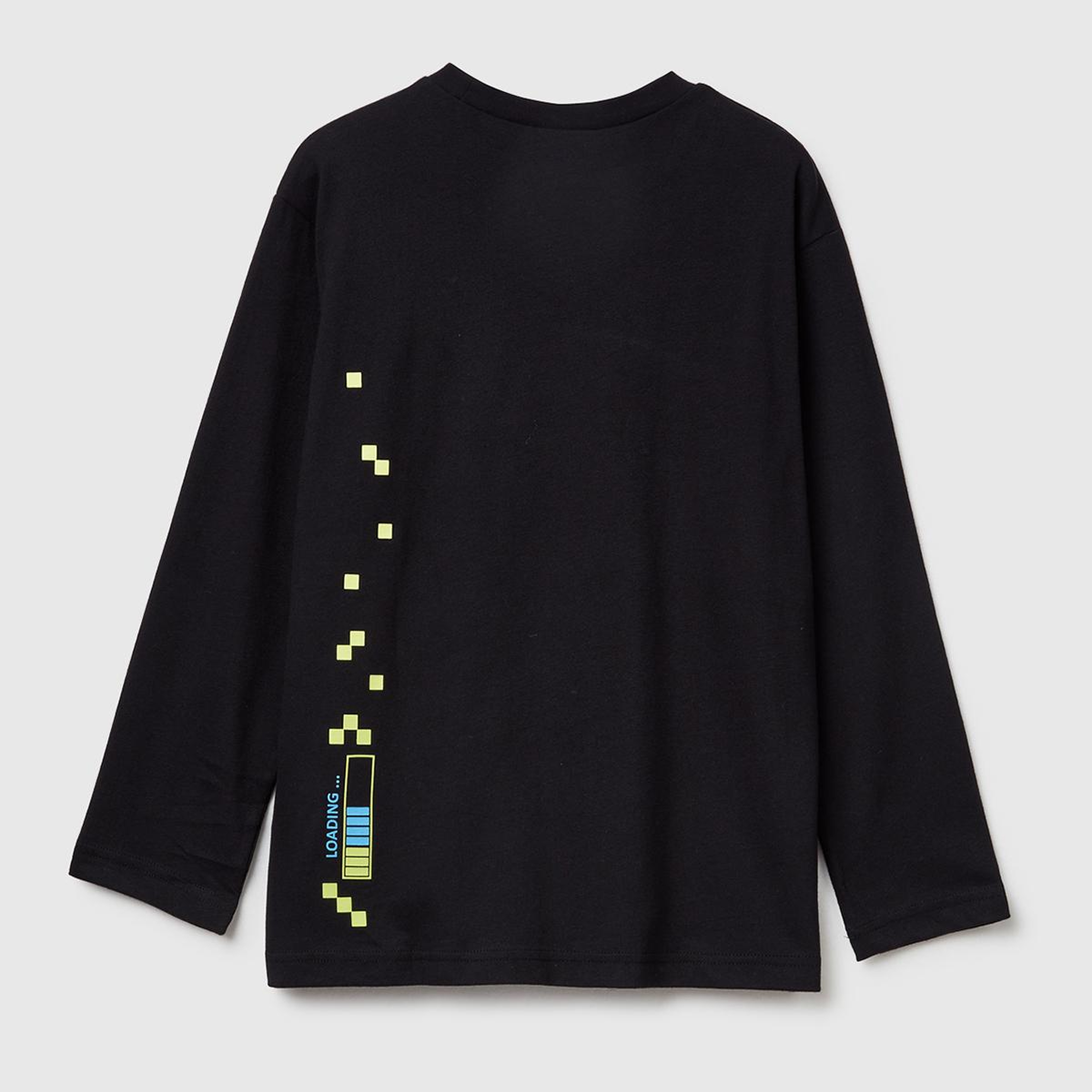 Erkek Çocuk Siyah Tazmanya Baskılı Kabartmalı Uzun Kollu T-shirt
