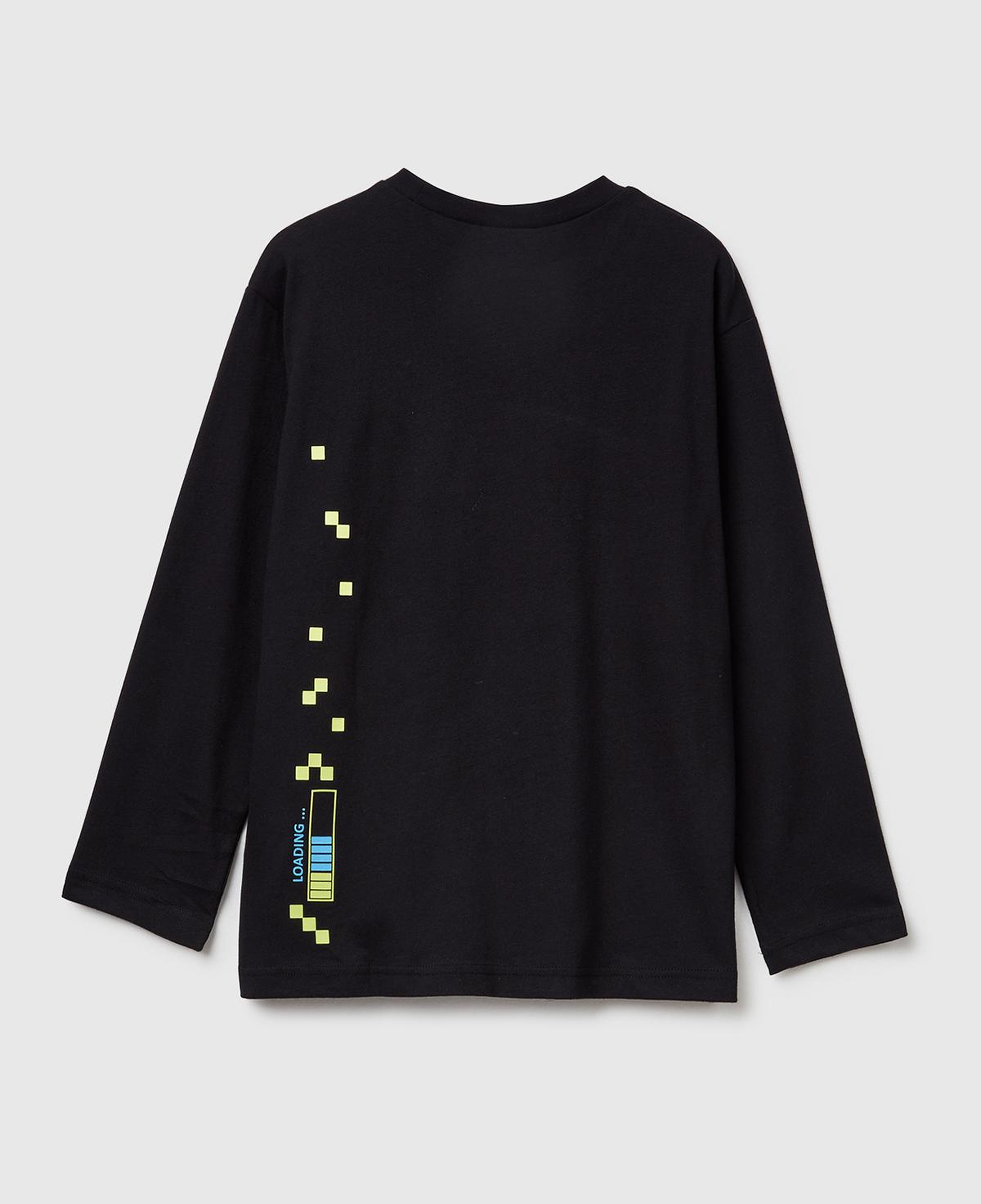Erkek Çocuk Siyah Tazmanya Baskılı Kabartmalı Uzun Kollu T-shirt