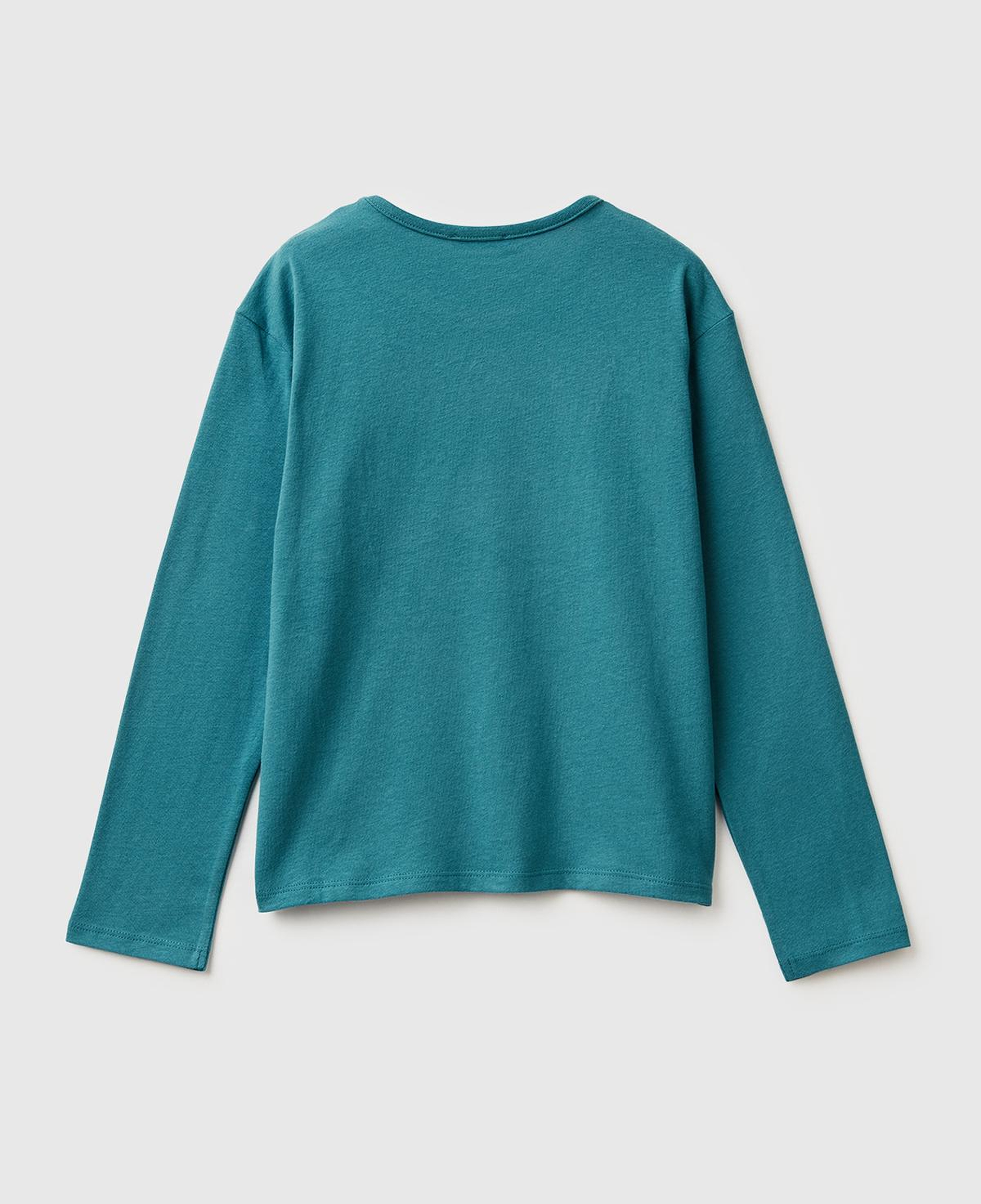 Kız Çocuk Petrol Mavisi Grafik Payet İşlemeli Regular Fit Uzun Kollu T-shirt
