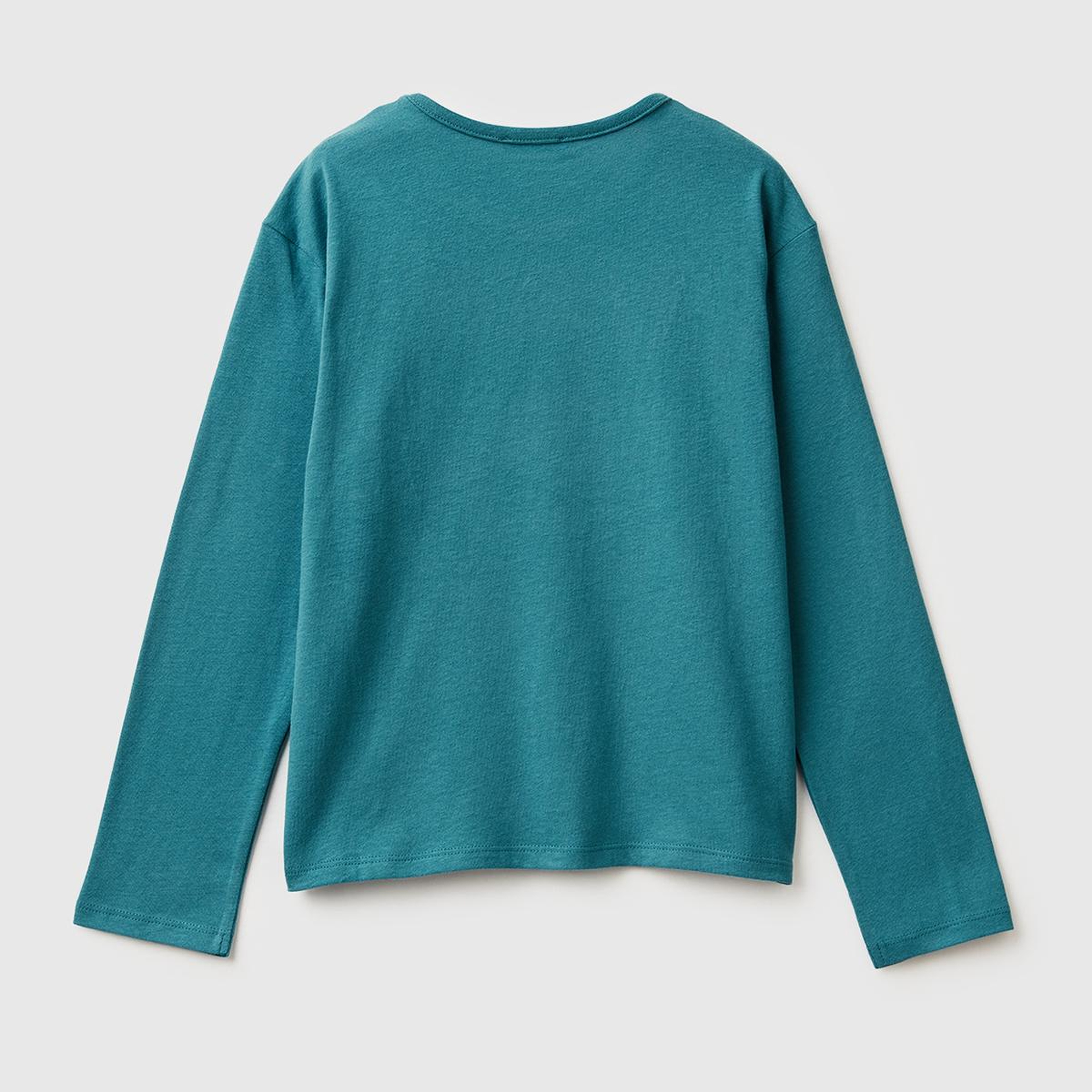 Kız Çocuk Petrol Mavisi Grafik Payet İşlemeli Regular Fit Uzun Kollu T-shirt