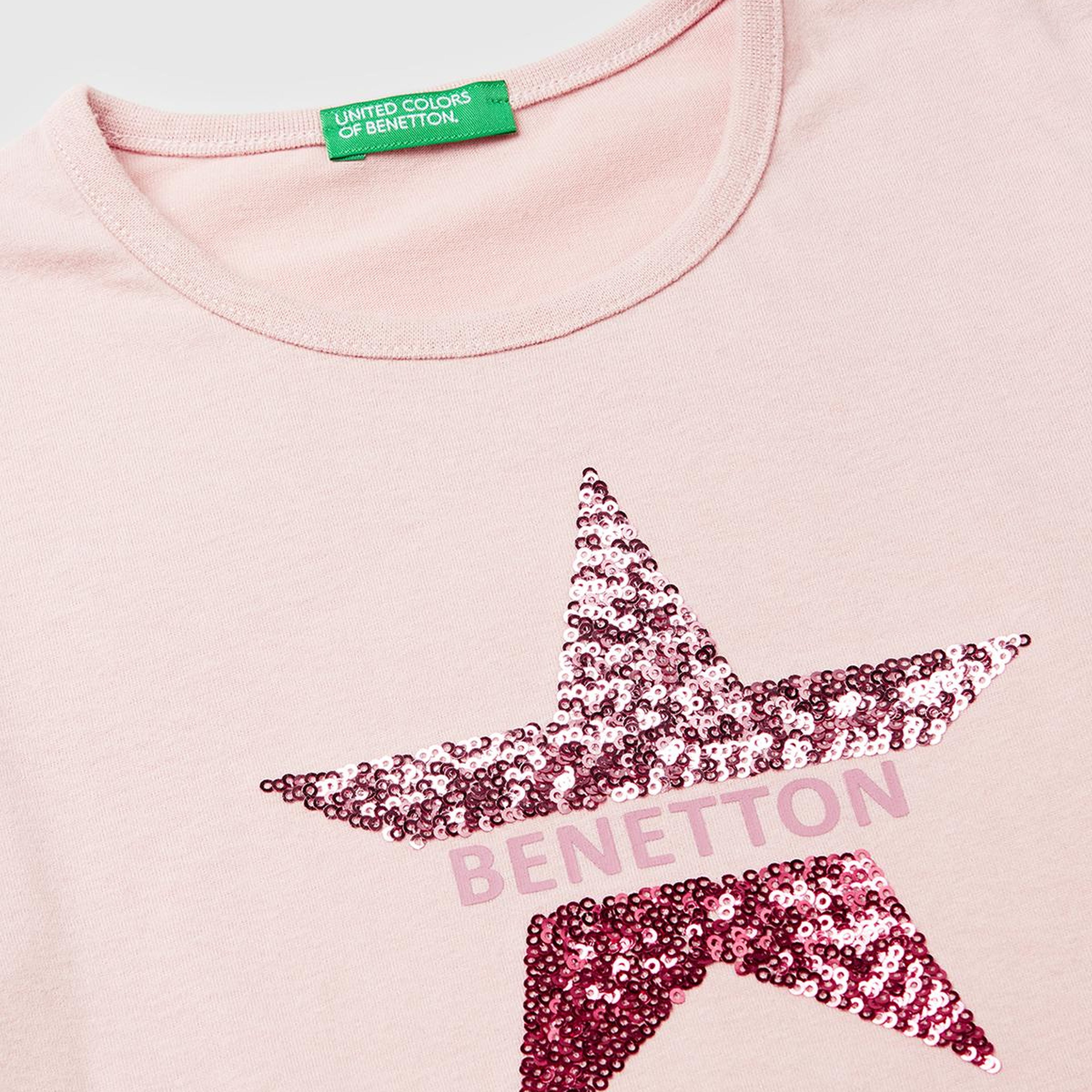 Kız Çocuk Toz Pembe Grafik Payet İşlemeli Regular Fit Uzun Kollu T-shirt