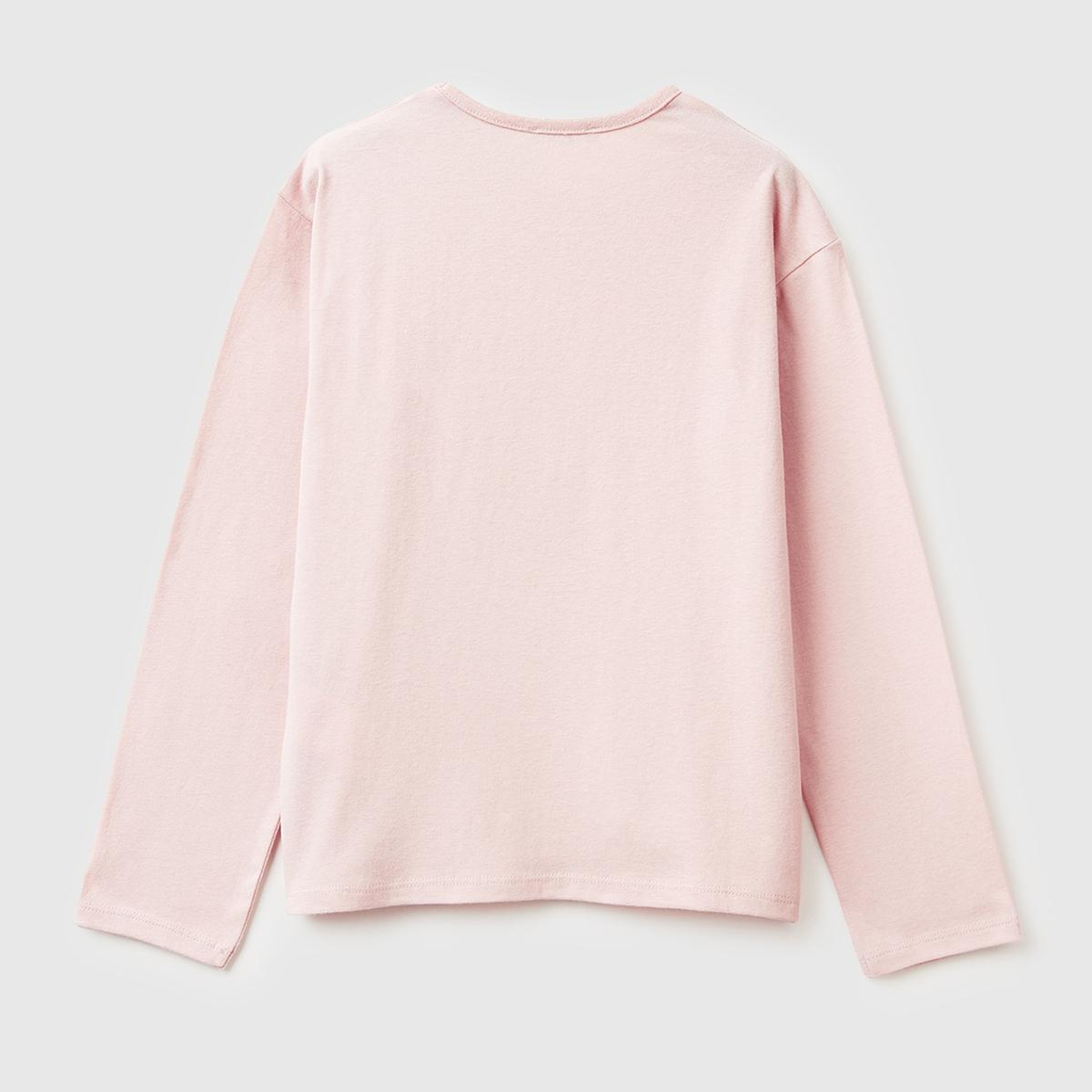Kız Çocuk Toz Pembe Grafik Payet İşlemeli Regular Fit Uzun Kollu T-shirt