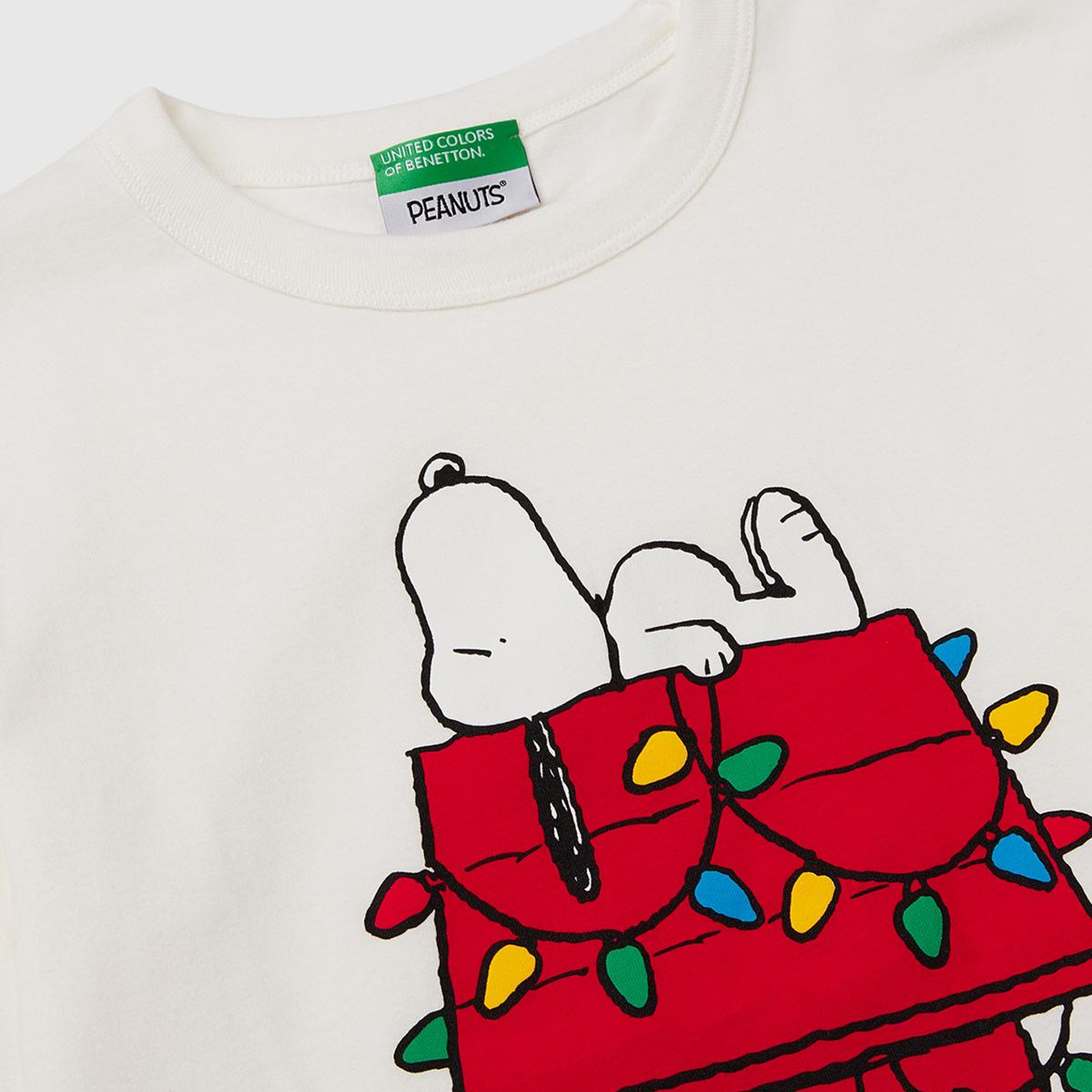 Erkek Çocuk Ekru Peanuts Yılbaşı Baskılı Logo Etiketli Kabartmalı Uzun Kollu T-shirt