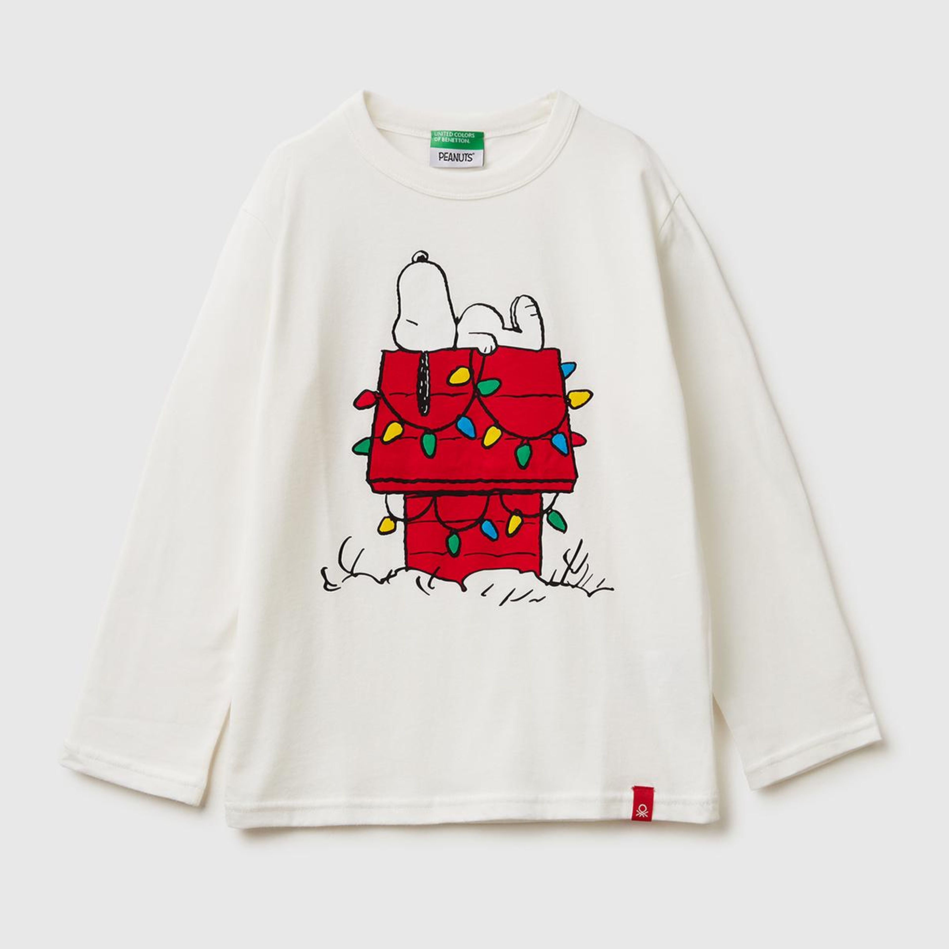 Erkek Çocuk Ekru Peanuts Yılbaşı Baskılı Logo Etiketli Kabartmalı Uzun Kollu T-shirt