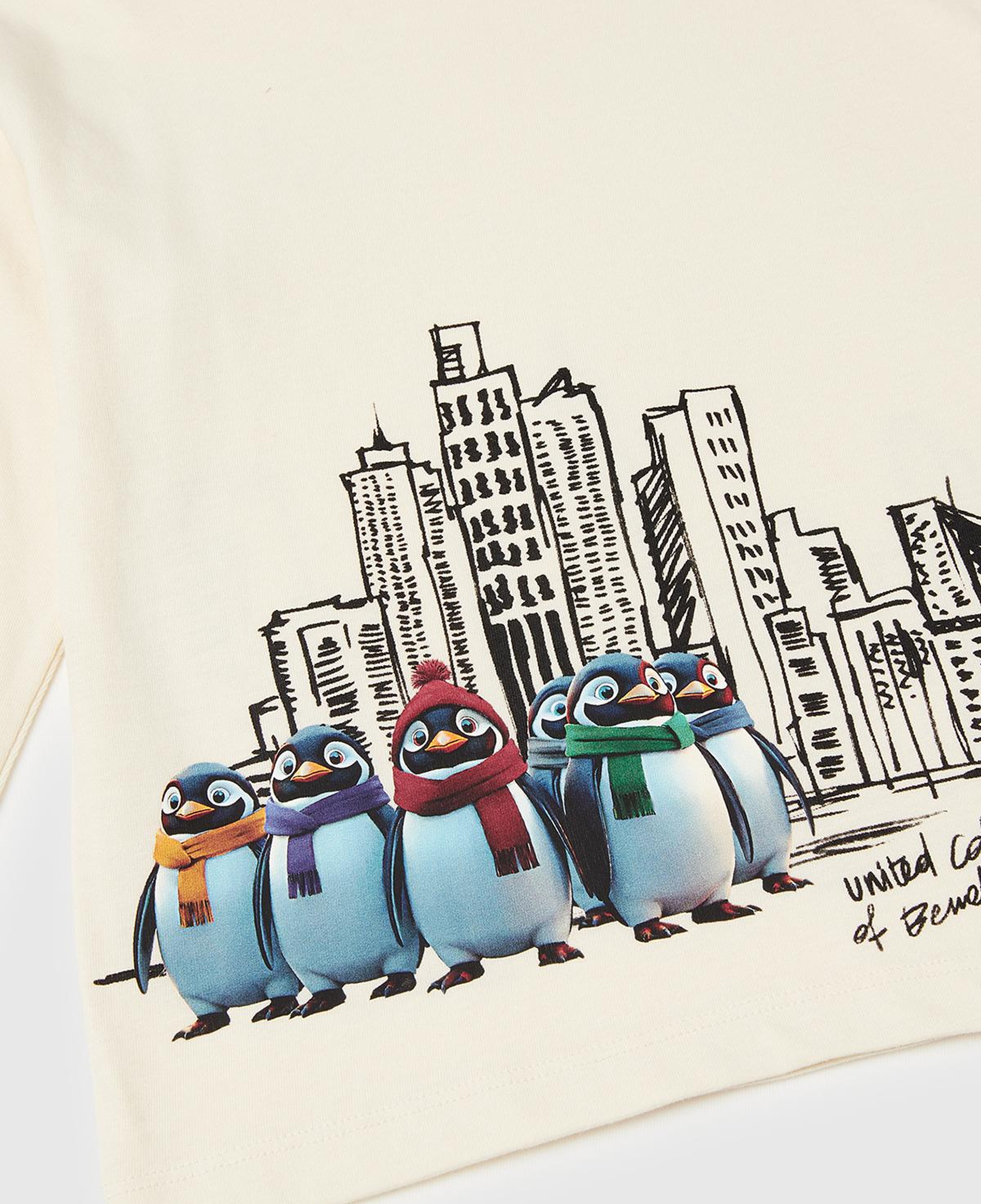 Erkek Çocuk Krem Dijital Baskılı Bisiklet Yaka Uzun Kollu T-shirt