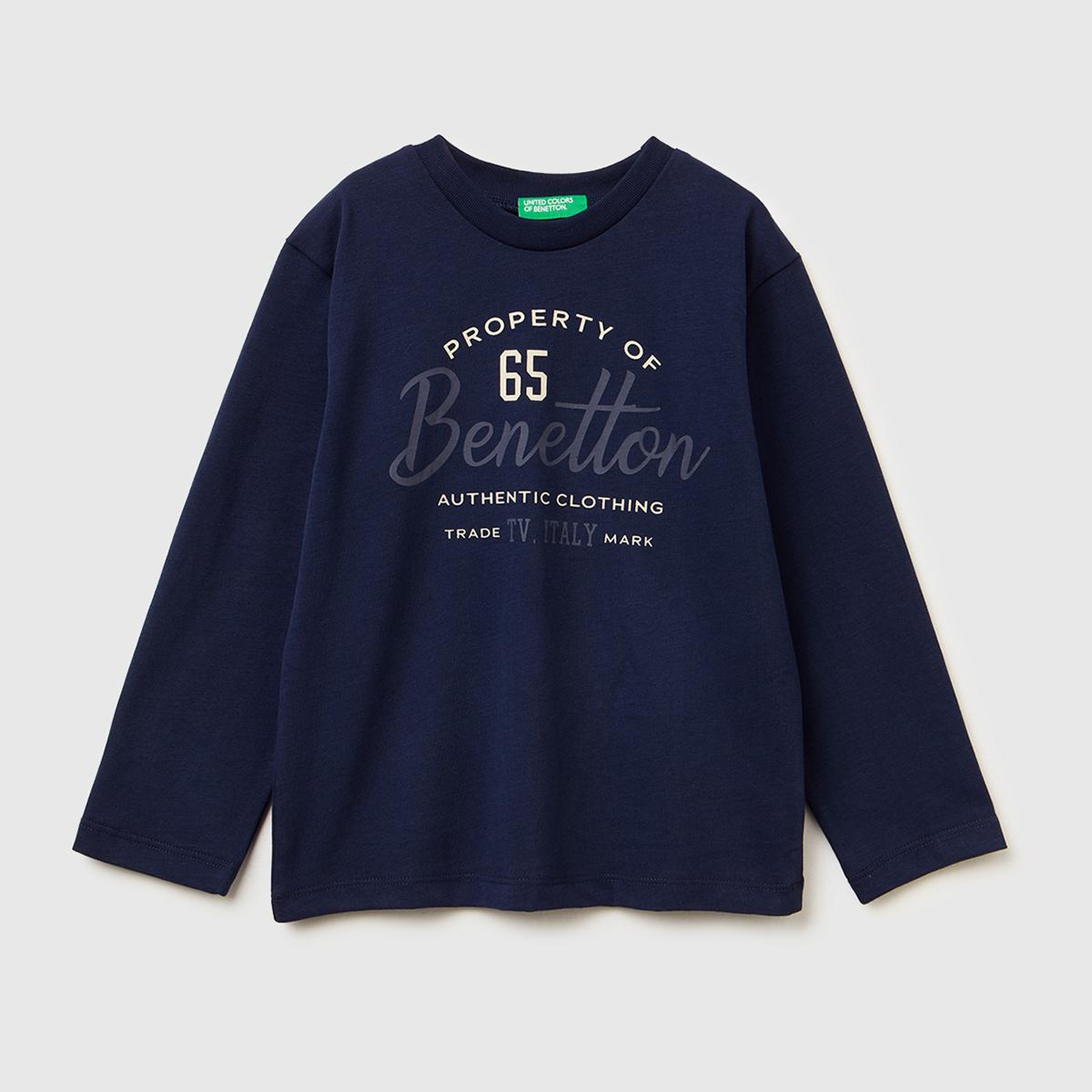 Erkek Çocuk Lacivert Önü Logo Baskılı Uzun Kollu T-shirt