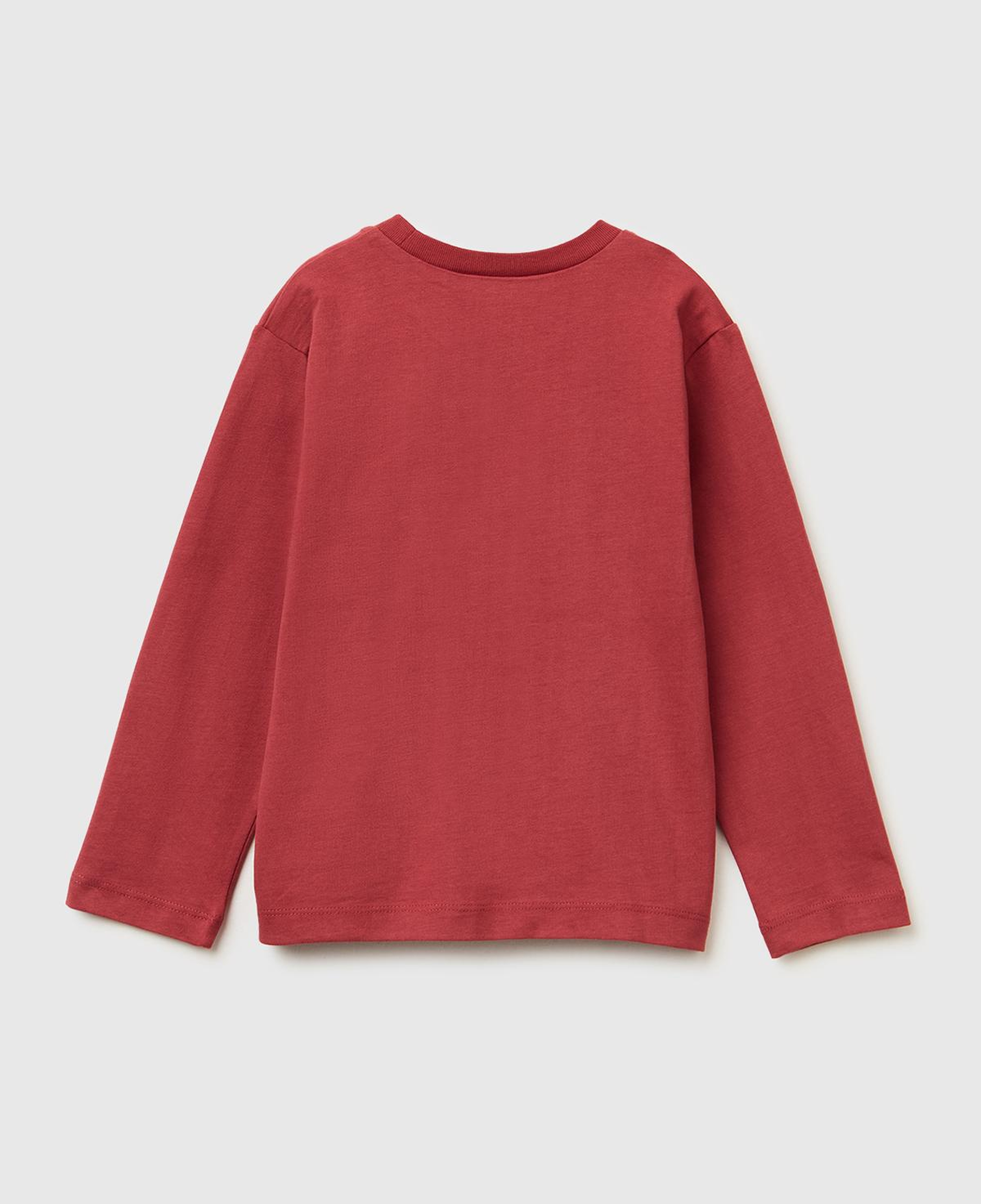 Erkek Çocuk Bordo Önü Logo Baskılı Uzun Kollu T-shirt