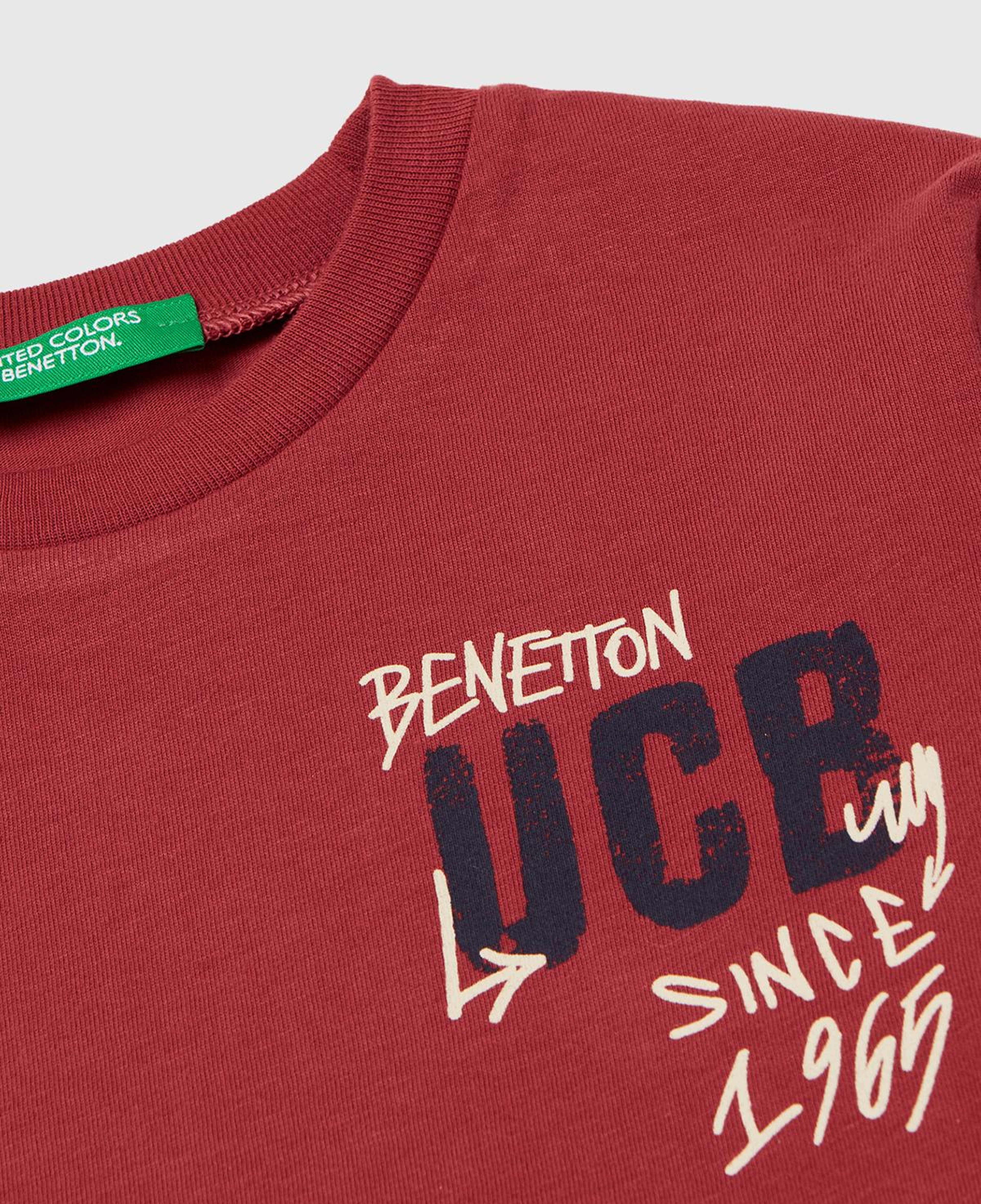Erkek Çocuk Bordo Önü Logo Baskılı Uzun Kollu T-shirt