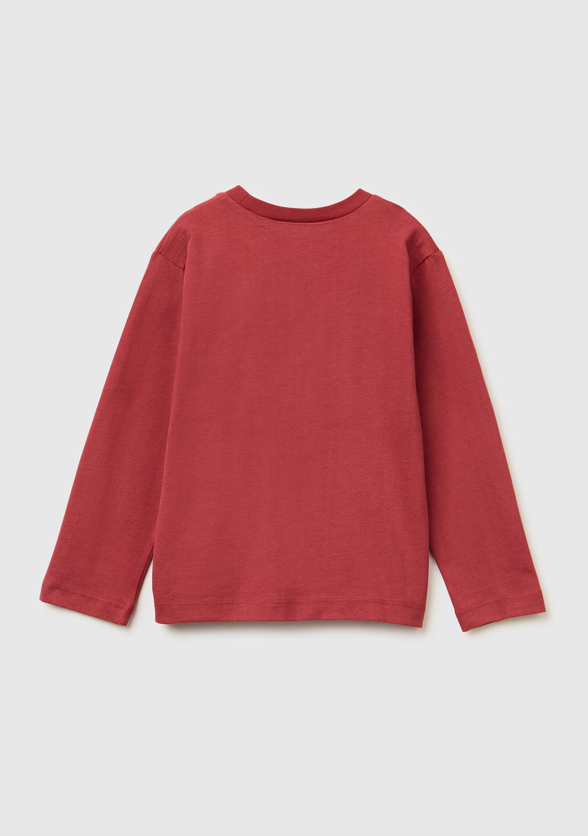 Erkek Çocuk Bordo Önü Logo Baskılı Uzun Kollu T-shirt