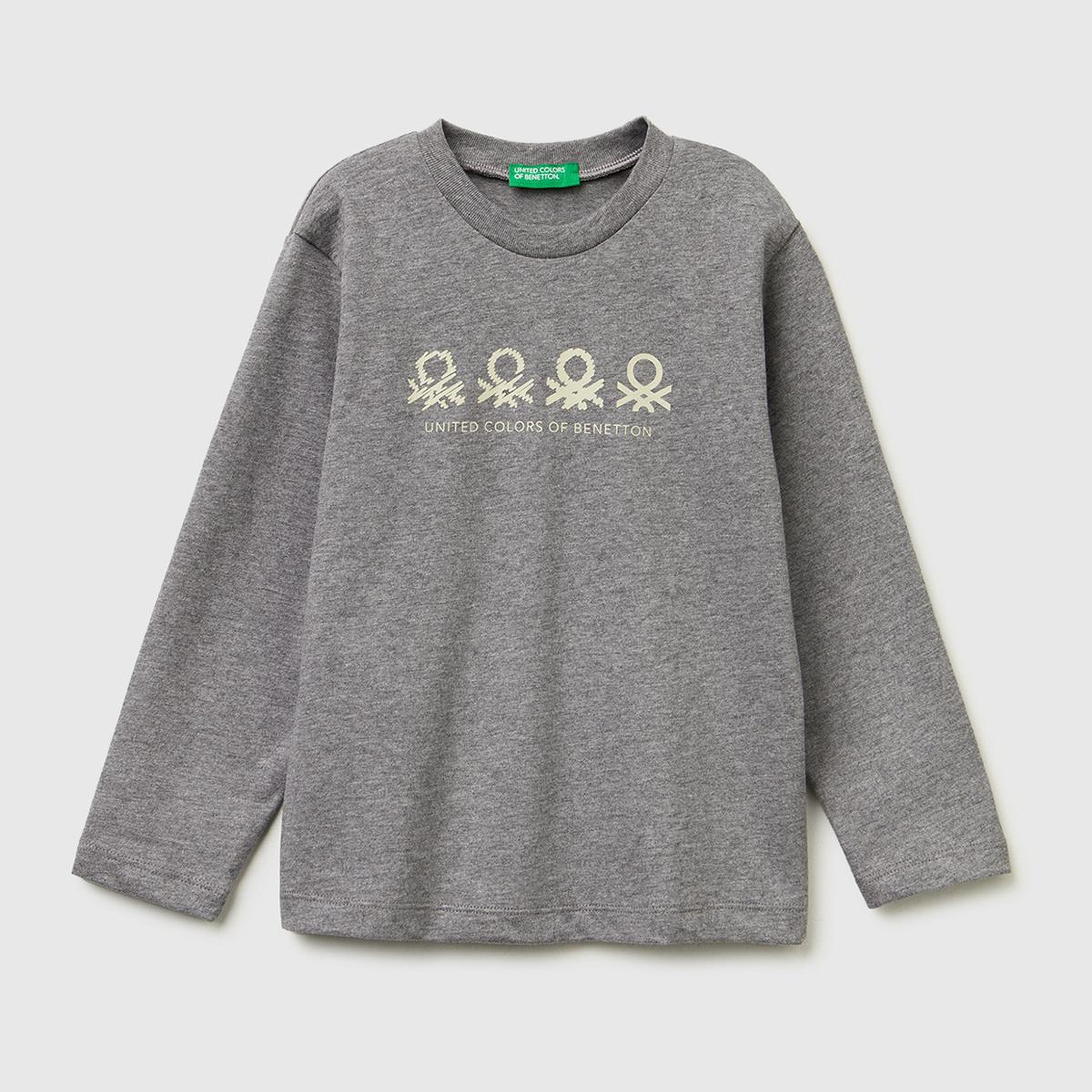 Erkek Çocuk Antrasit Melanj Önü Logo Baskılı Uzun Kollu T-shirt