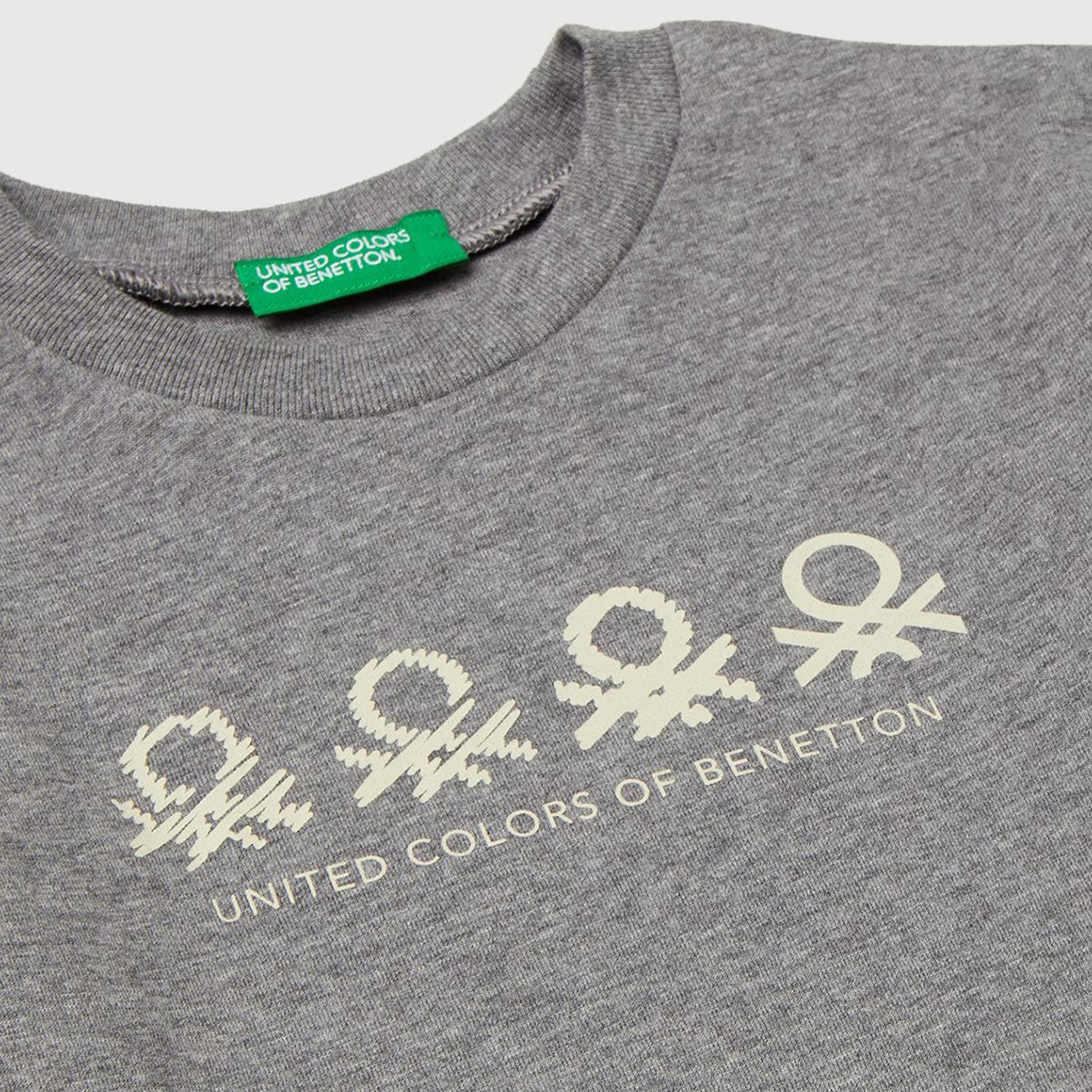 Erkek Çocuk Antrasit Melanj Önü Logo Baskılı Uzun Kollu T-shirt