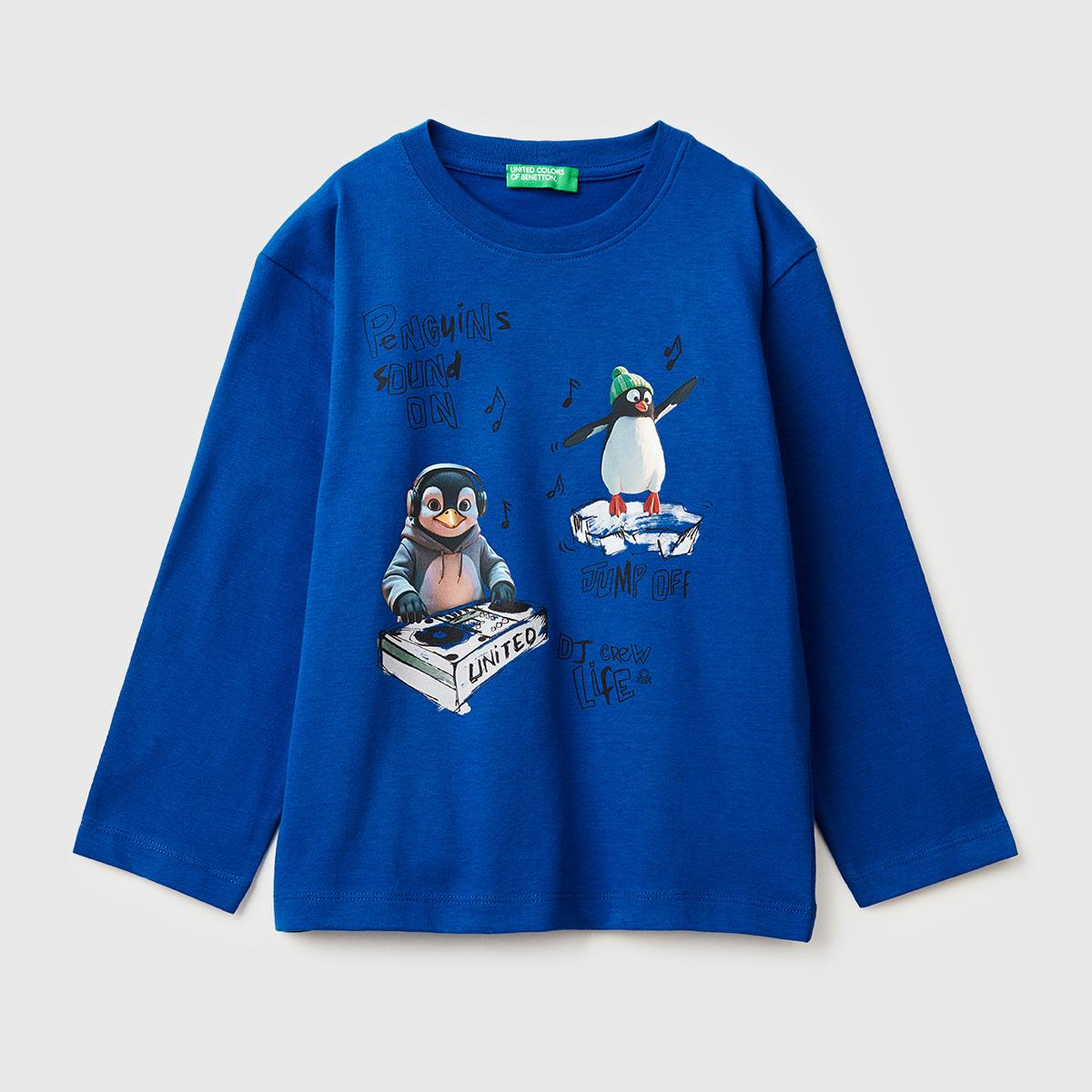 Erkek Çocuk Saks Mavisi Dijital Baskılı Bisiklet Yaka Uzun Kollu T-shirt