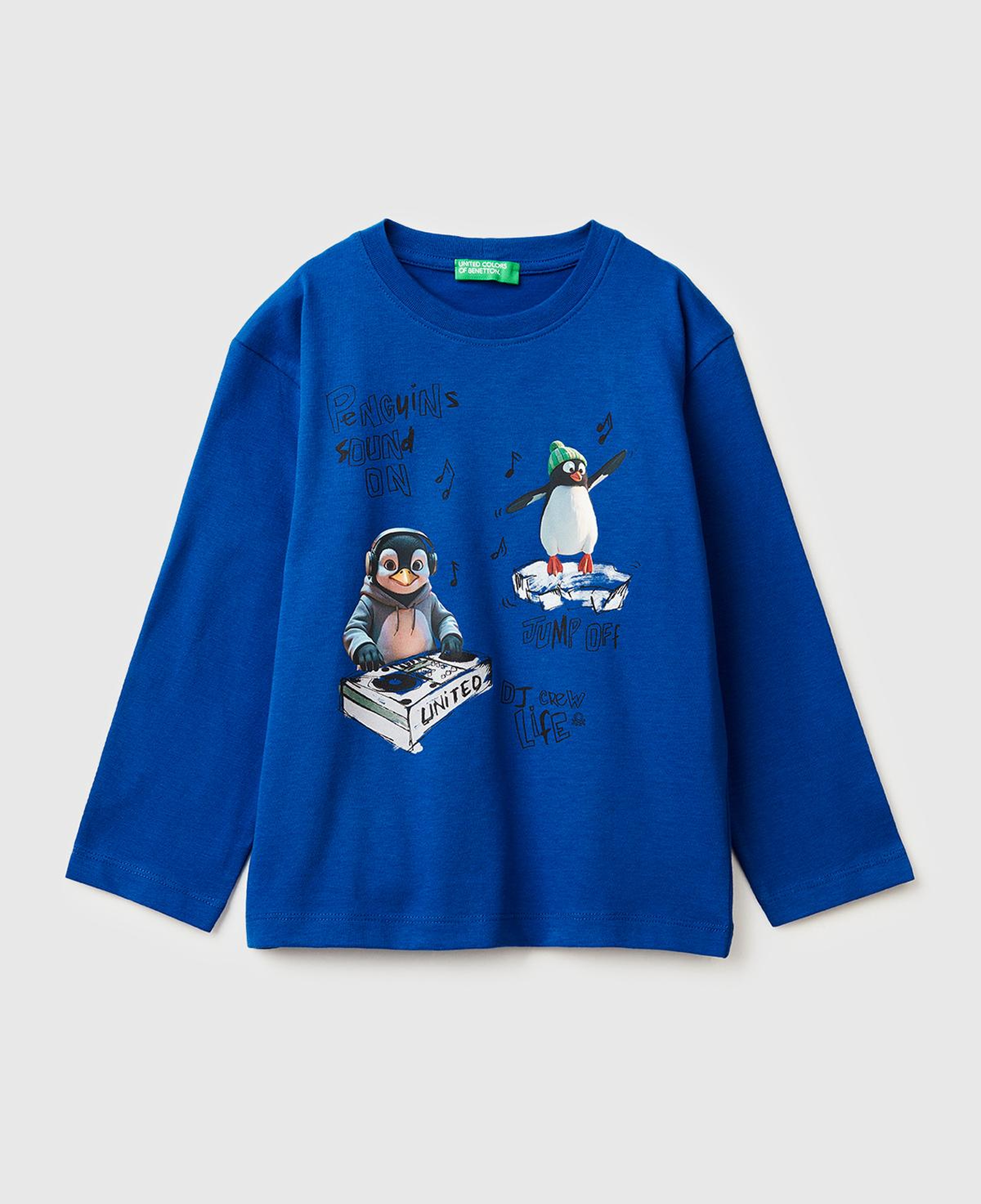 Erkek Çocuk Saks Mavisi Dijital Baskılı Bisiklet Yaka Uzun Kollu T-shirt