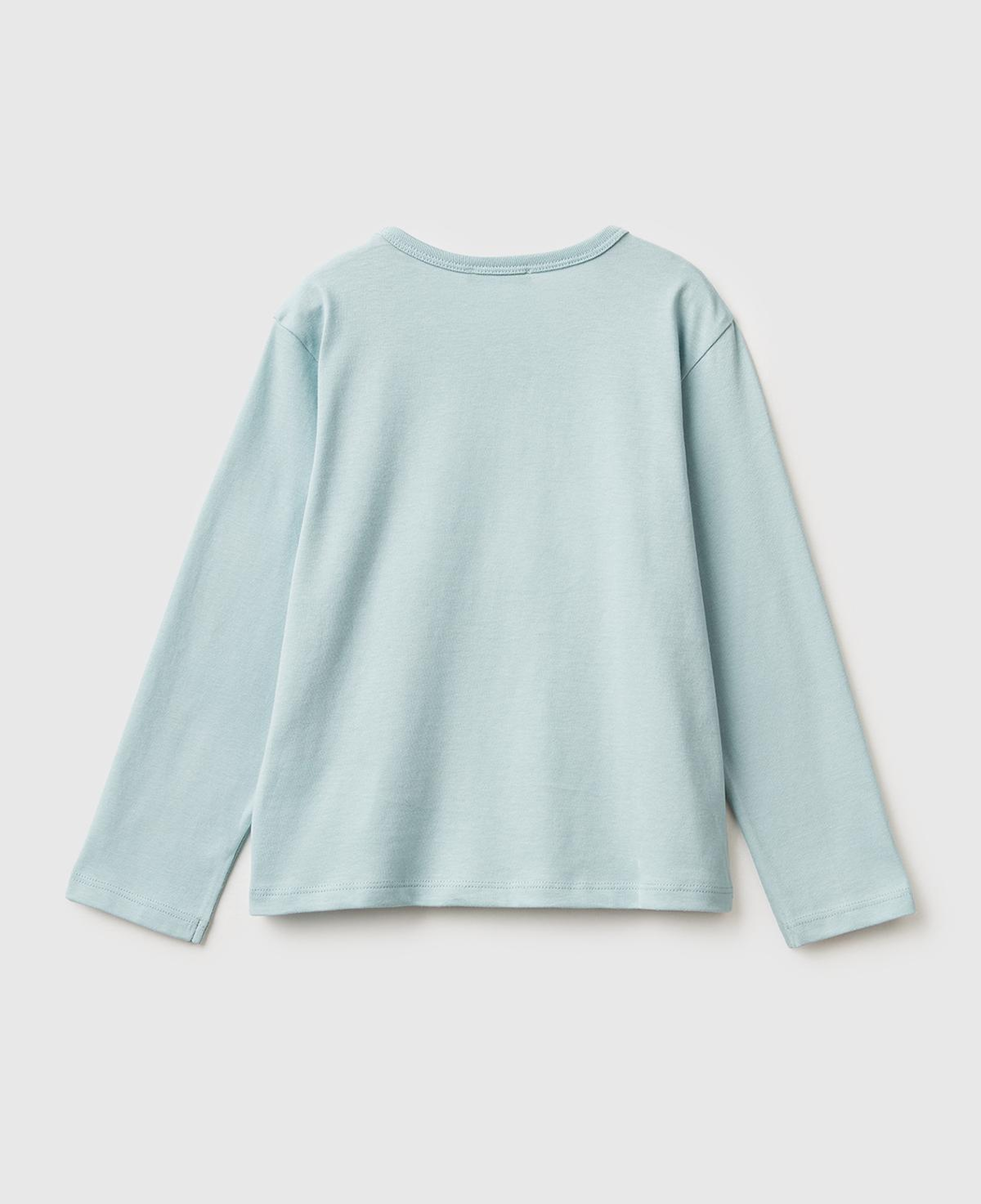 Kız Çocuk Su Yeşili Baskılı Payetli Regular Fit Uzun Kollu T-shirt