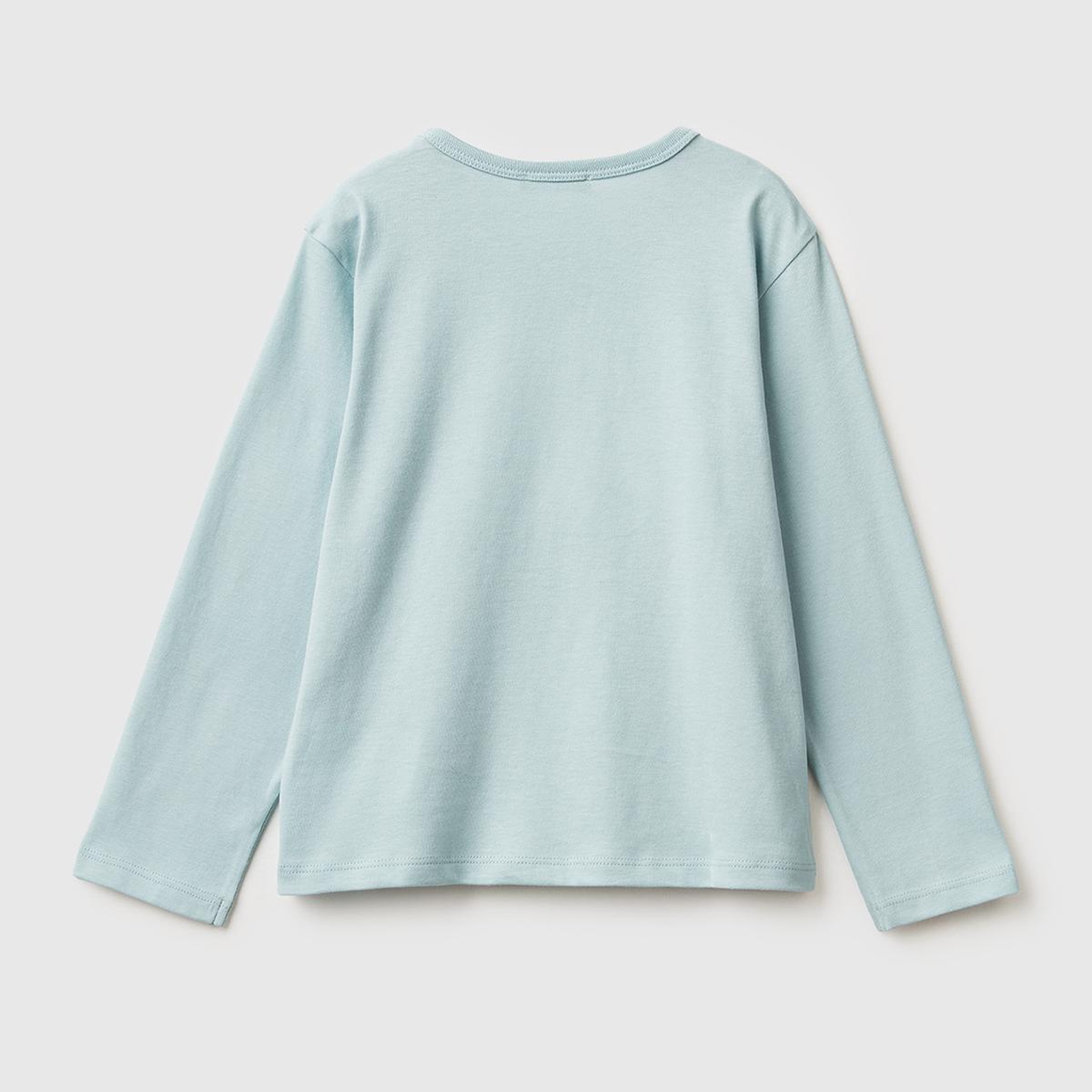 Kız Çocuk Su Yeşili Baskılı Payetli Regular Fit Uzun Kollu T-shirt