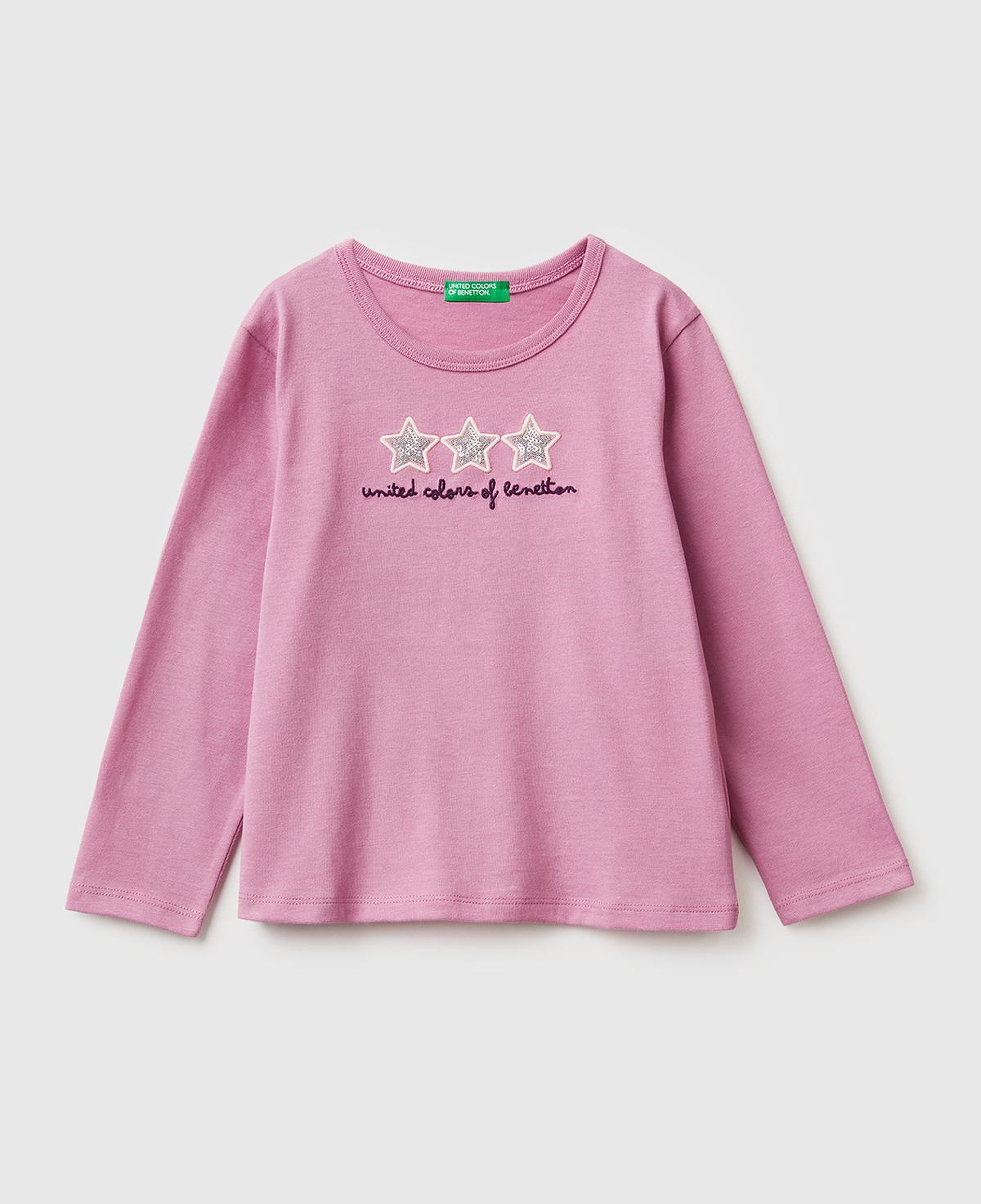 Kız Çocuk Gül Kurusu Baskılı Payetli Regular Fit Uzun Kollu T-shirt
