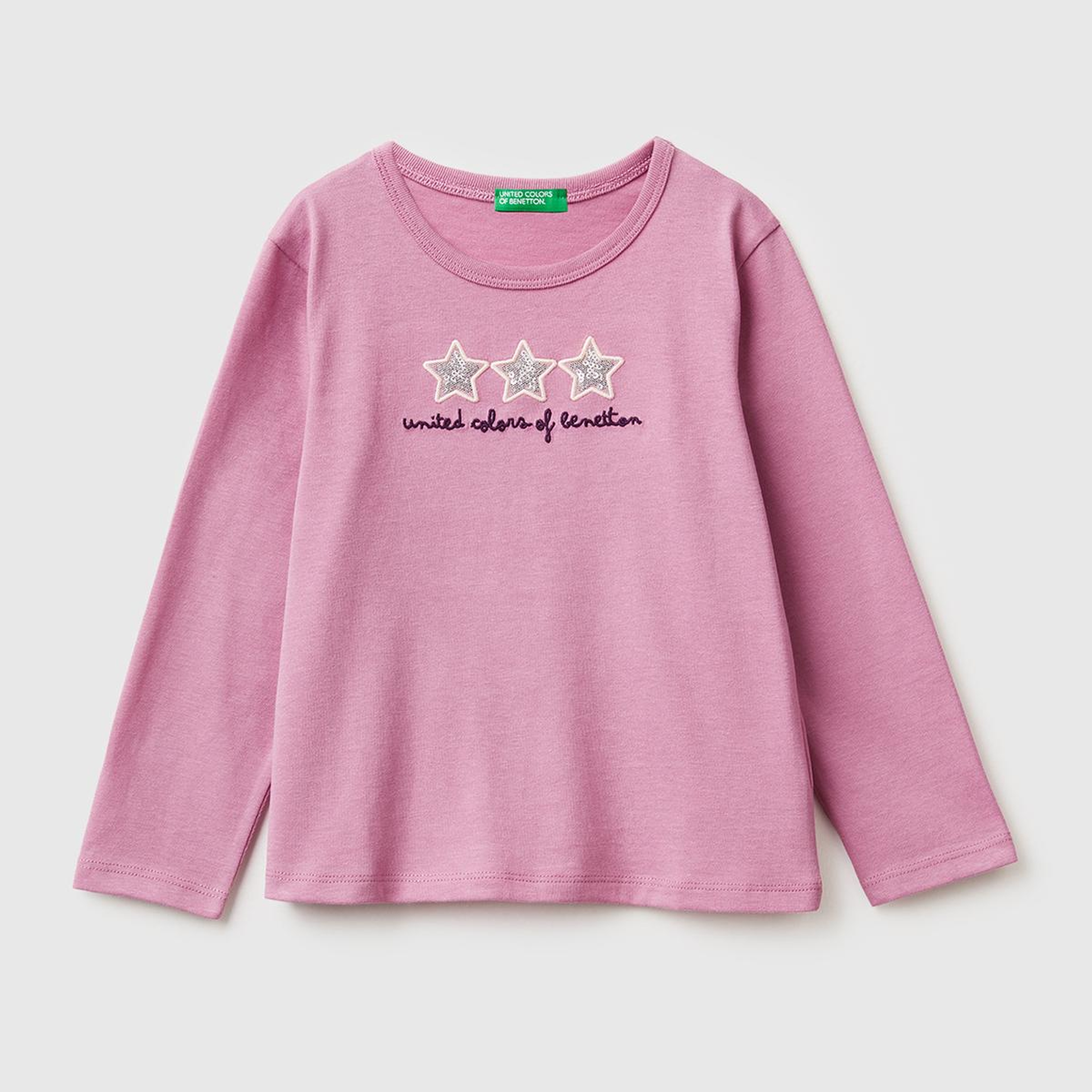 Kız Çocuk Gül Kurusu Baskılı Payetli Regular Fit Uzun Kollu T-shirt