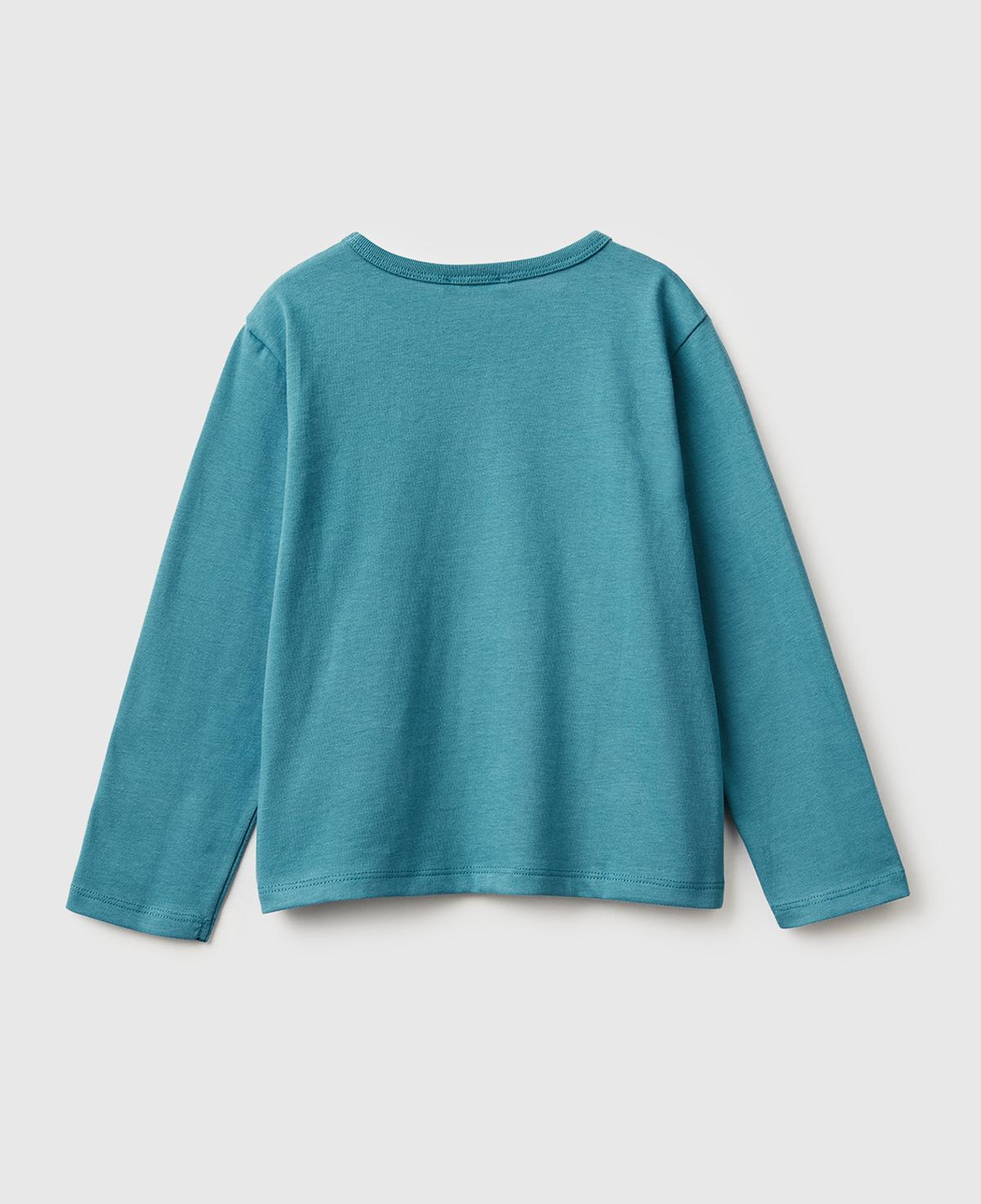 Kız Çocuk Petrol Mavisi Baskılı Payetli Regular Fit Uzun Kollu T-shirt