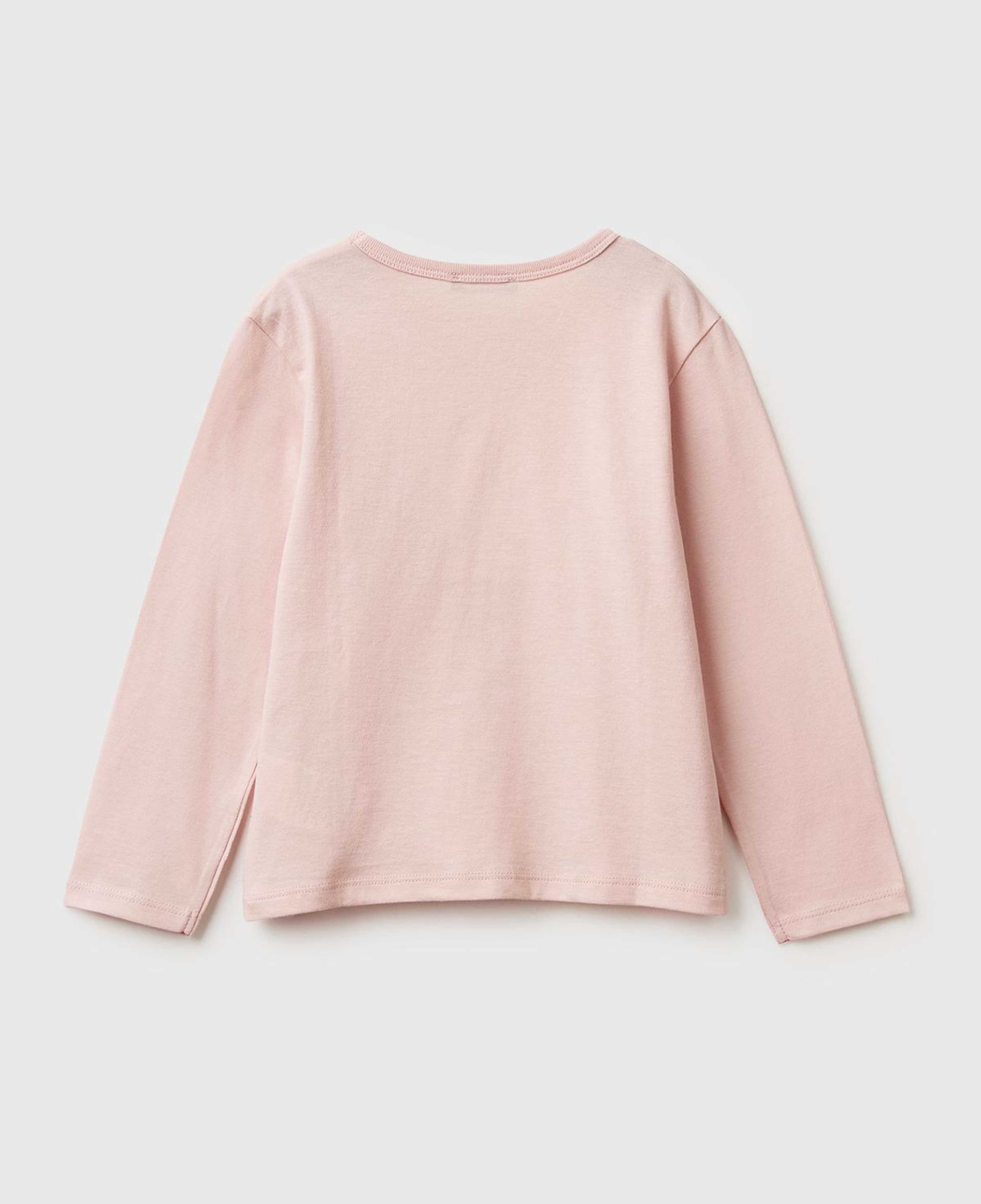 Kız Çocuk Toz Pembe Baskılı Payetli Regular Fit Uzun Kollu T-shirt