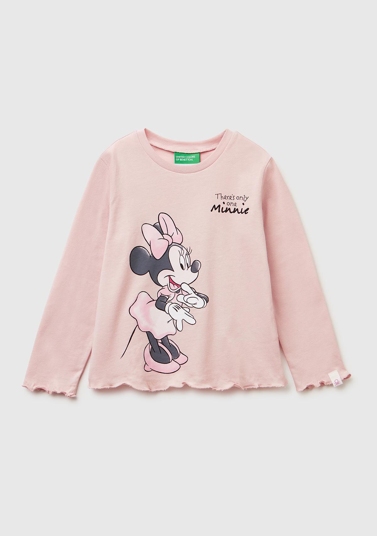 Kız Çocuk Toz Pembe Önü Baskılı Kol Ucu Etiket Detaylı Uzun Kollu T-shirt