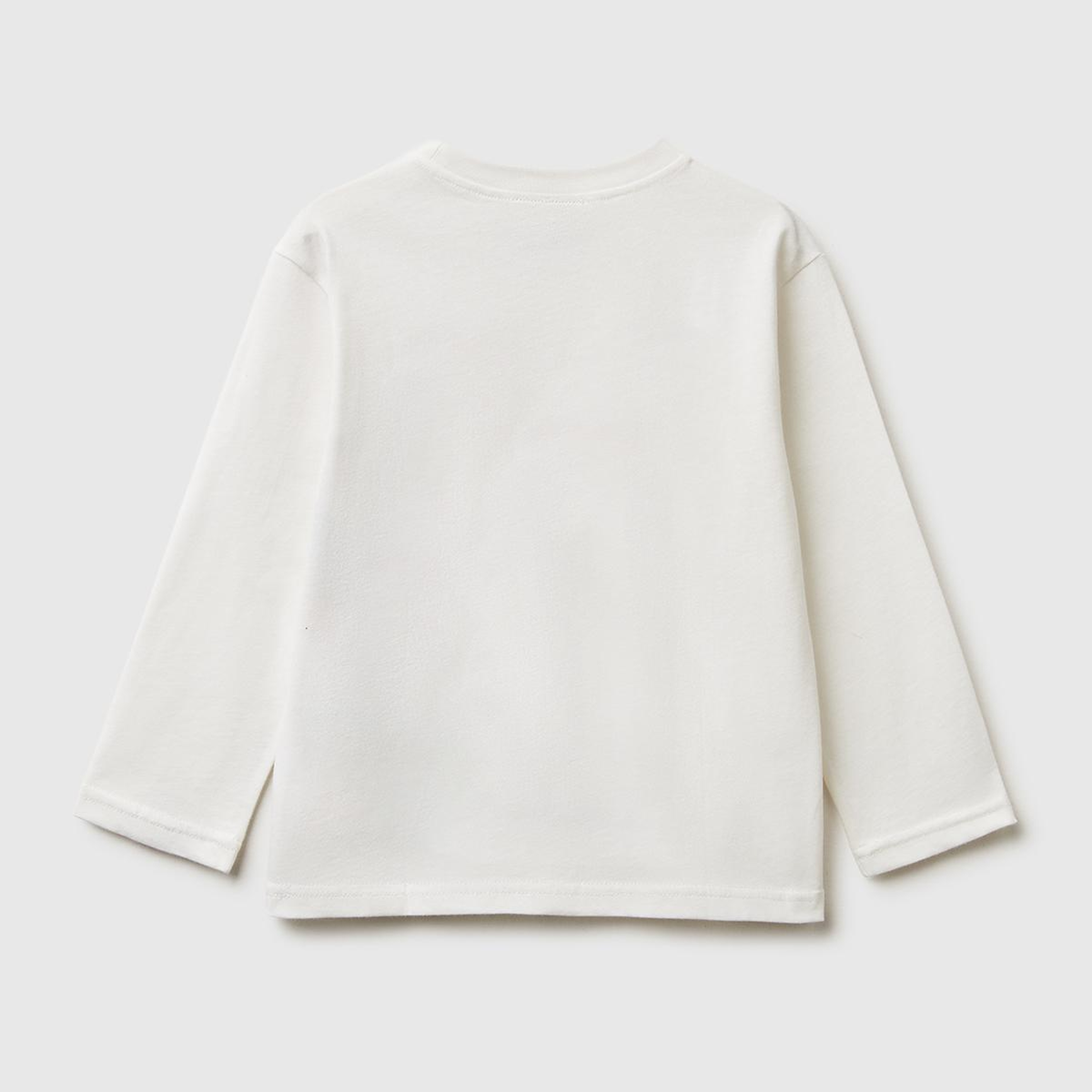 Erkek Çocuk Ekru Tazmanya Baskılı Logo Etiketli Oversize Uzun Kollu T-shirt