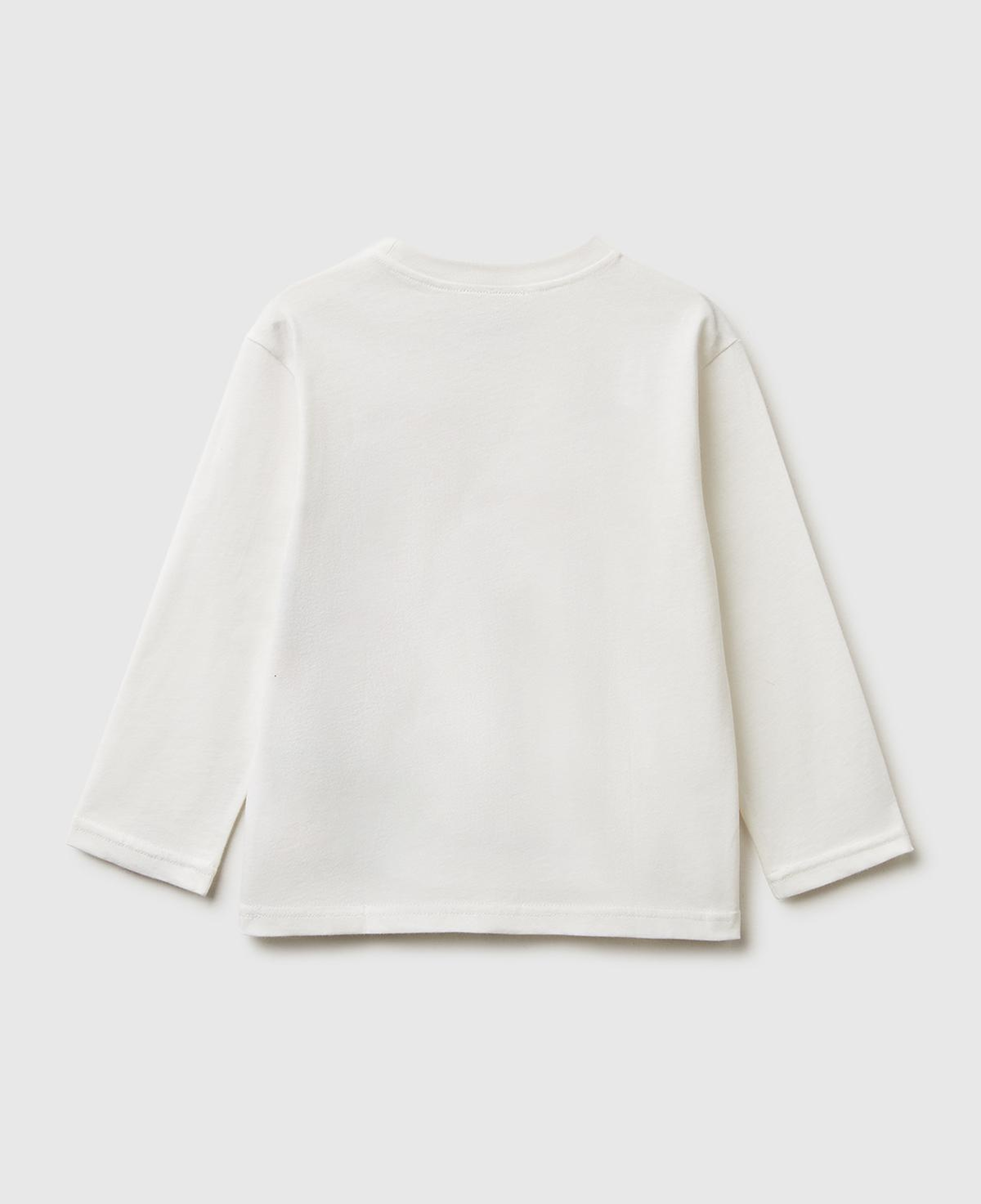 Erkek Çocuk Ekru Tazmanya Baskılı Logo Etiketli Oversize Uzun Kollu T-shirt