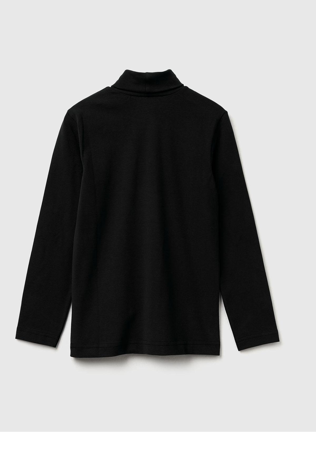 Erkek Çocuk Siyah Balıkçı Yaka Basic T-Shirt