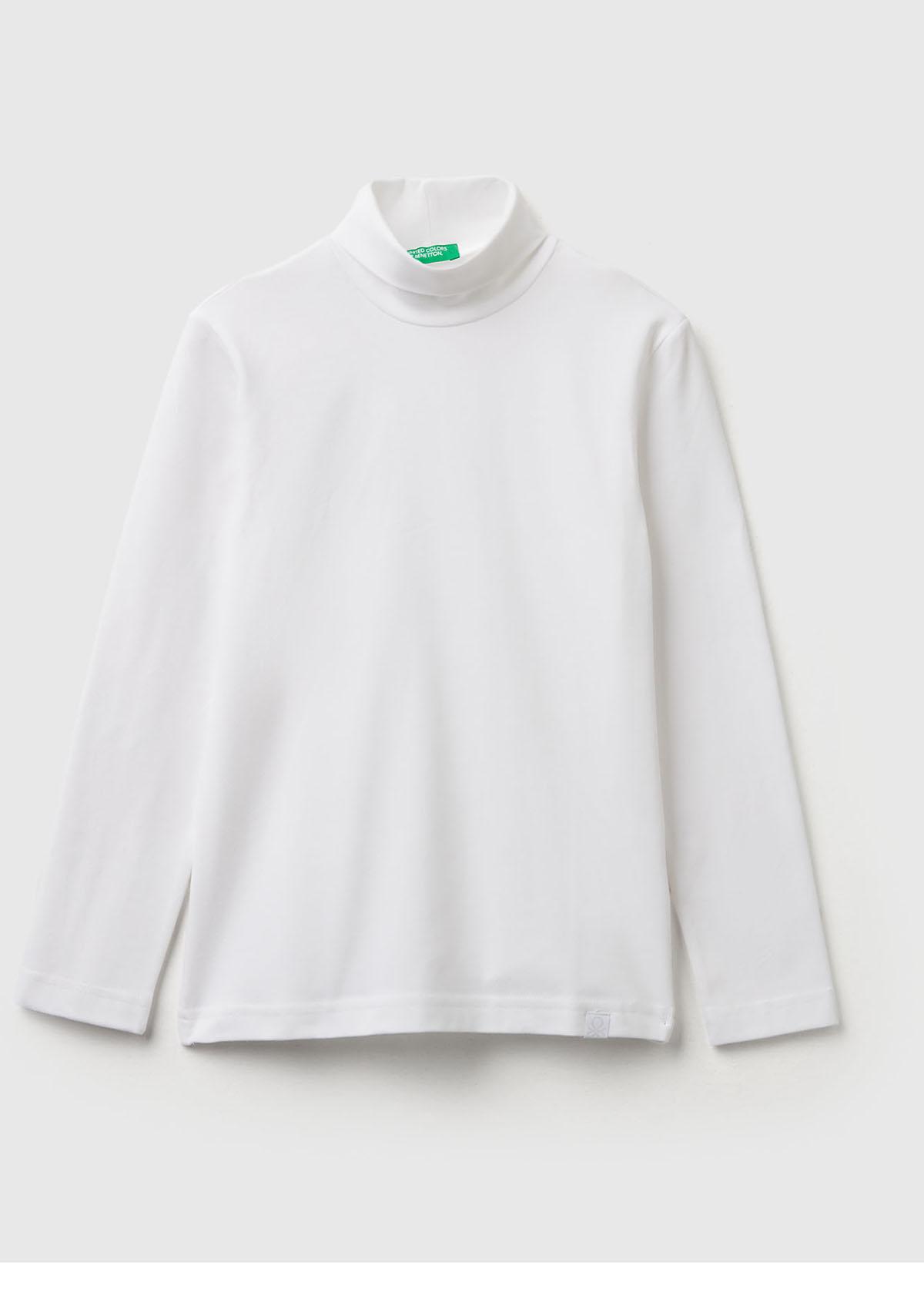 Erkek Çocuk Beyaz Balıkçı Yaka Basic T-Shirt