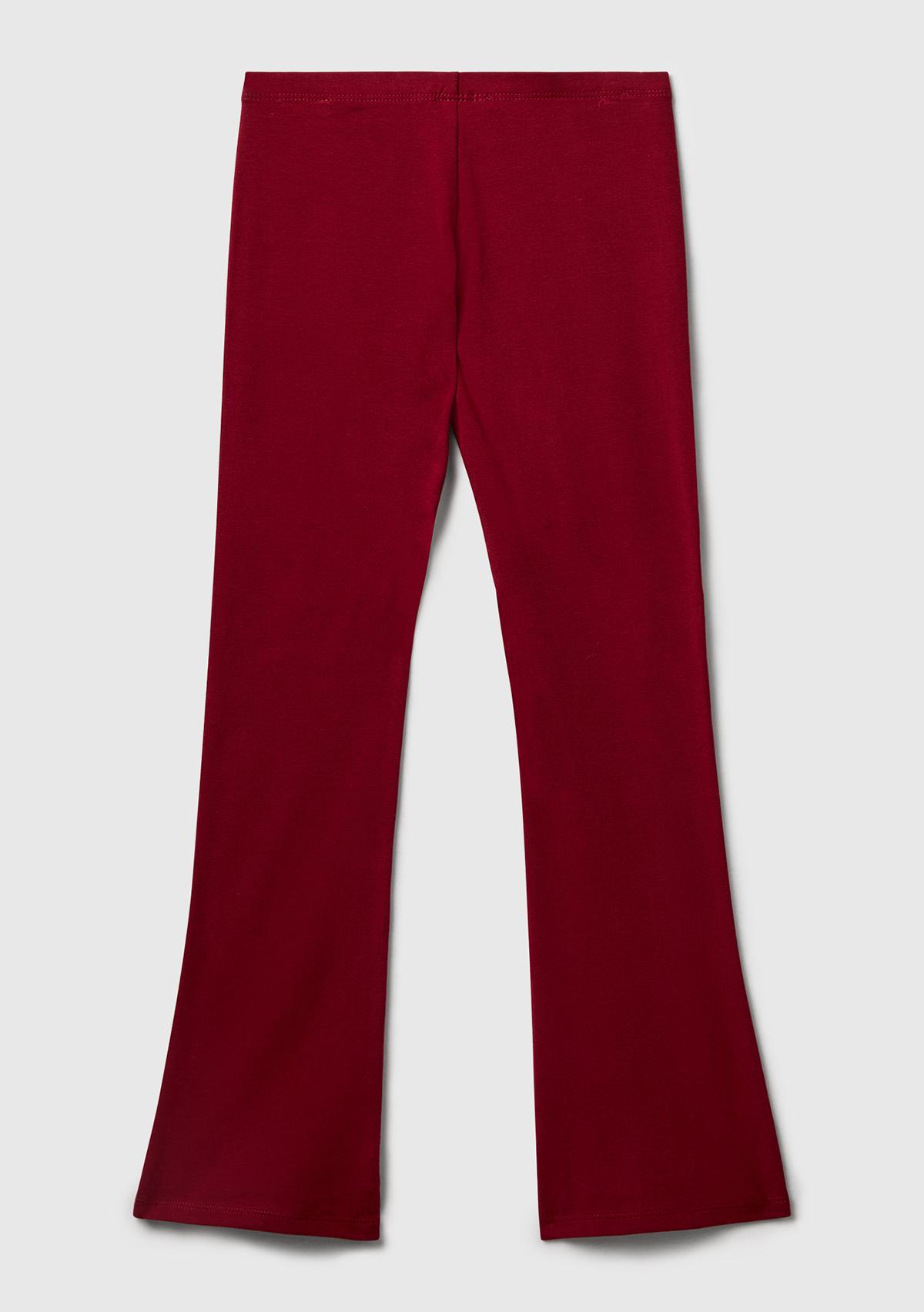 Kız Çocuk Bordo Geniş Paça Logo Detaylı Tayt