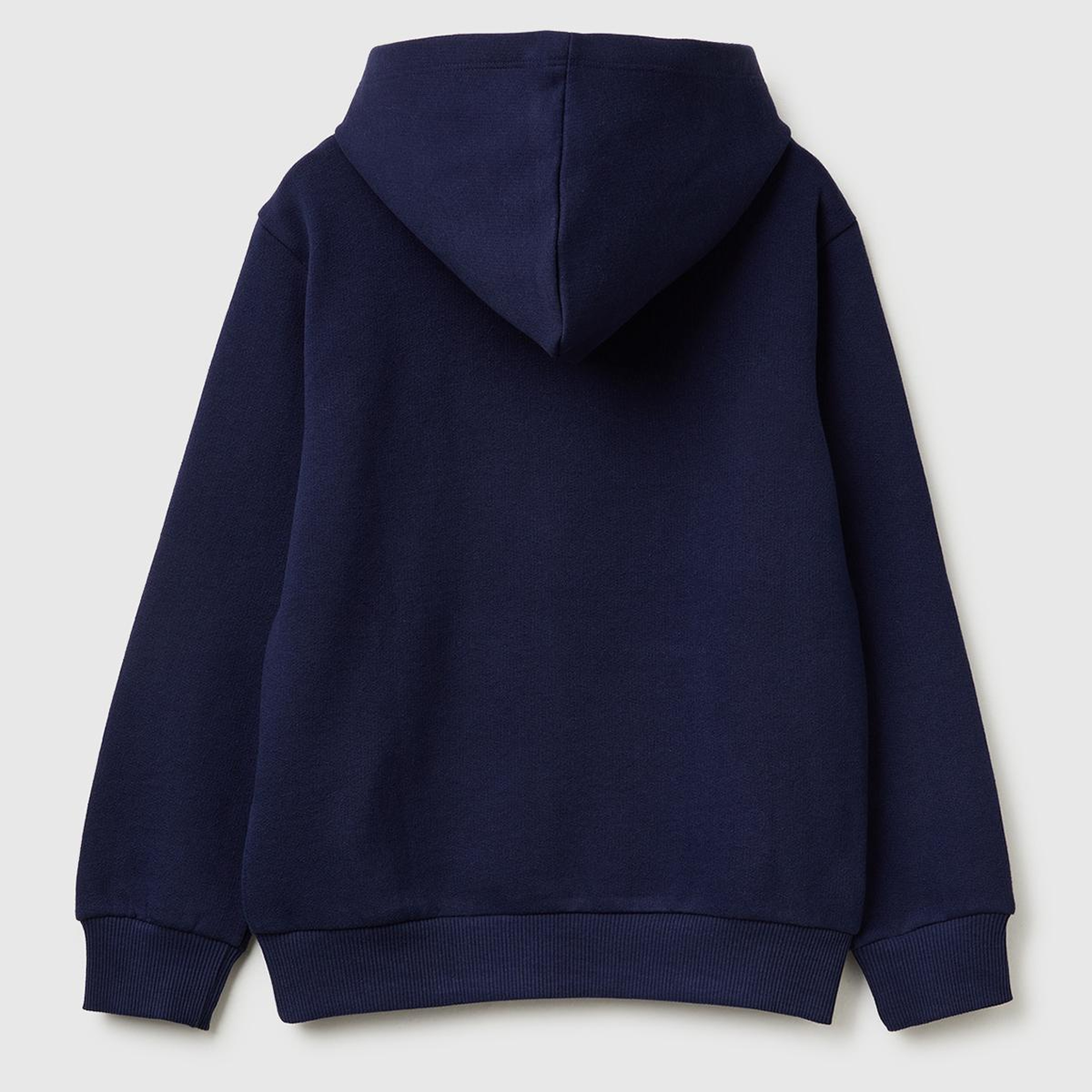 Erkek Çocuk Lacivert Önü Logo Baskılı Cepli Nervürlü Kapüşonlu Sweatshirt