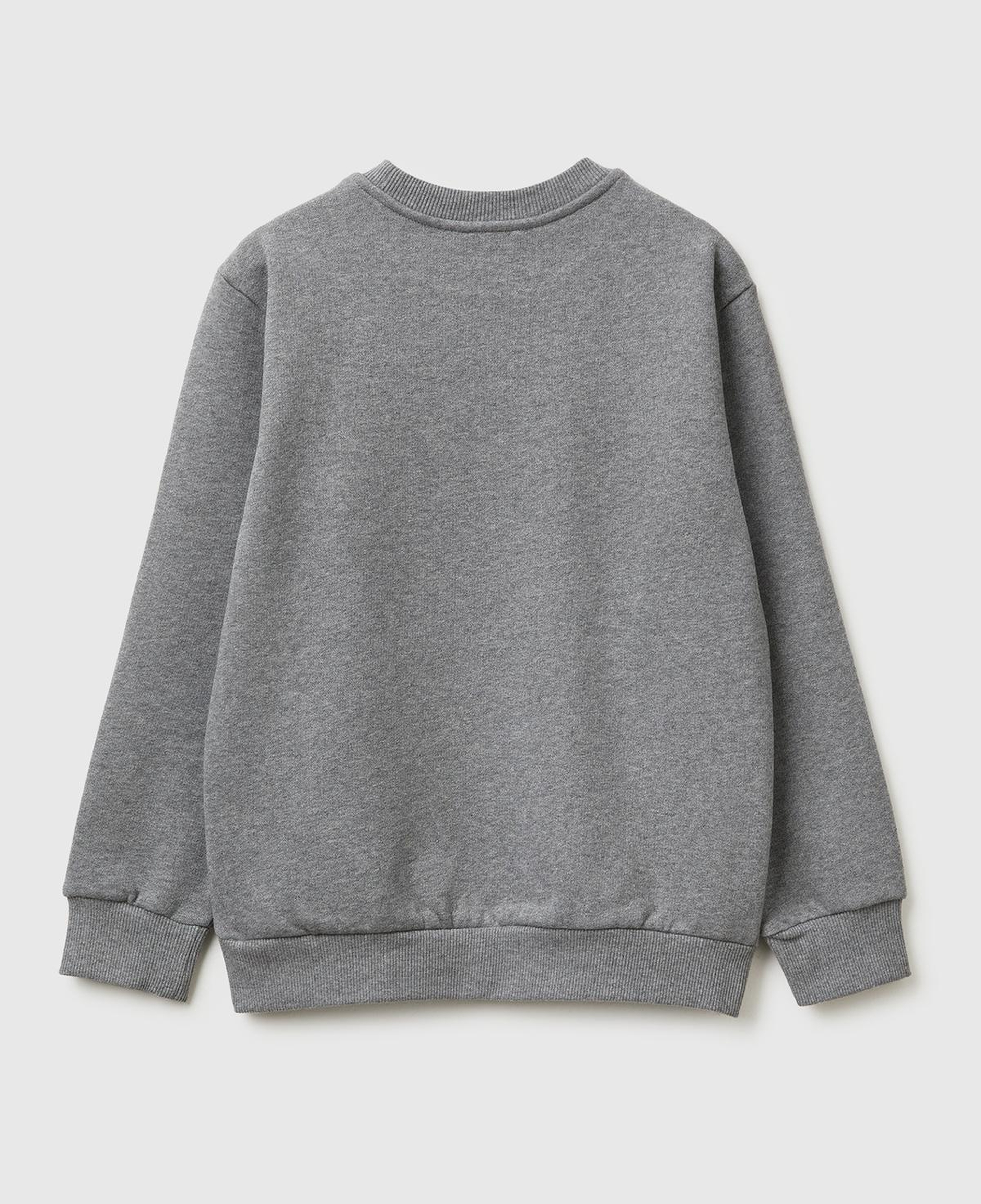 Erkek Çocuk Antrasit Melanj Önü Logo Baskılı Nervürlü Şardonlu Sweatshirt