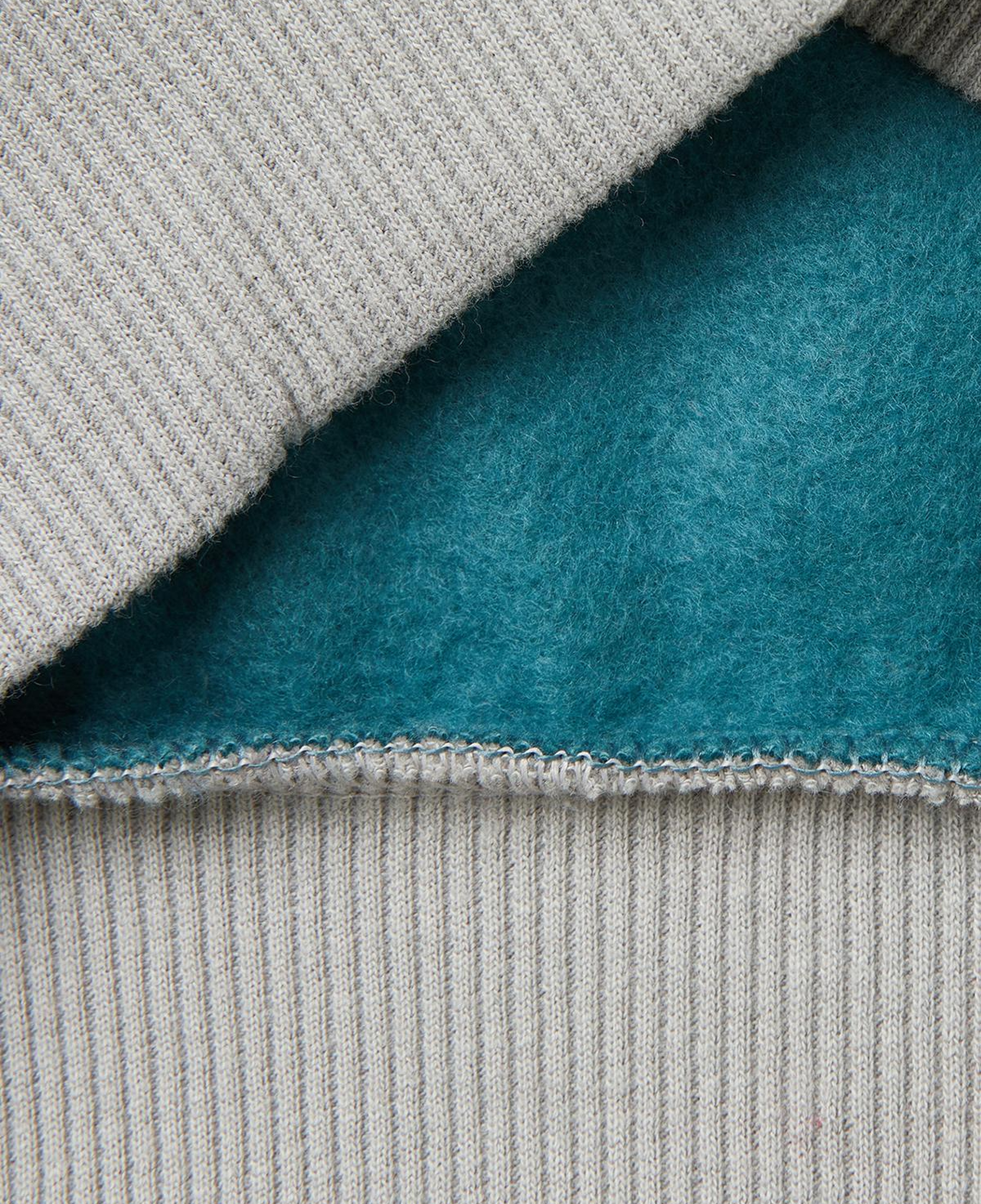 Erkek Çocuk Koyu Yeşil-Gri Önü Logo Baskılı Nervürlü Şardonlu Sweatshirt