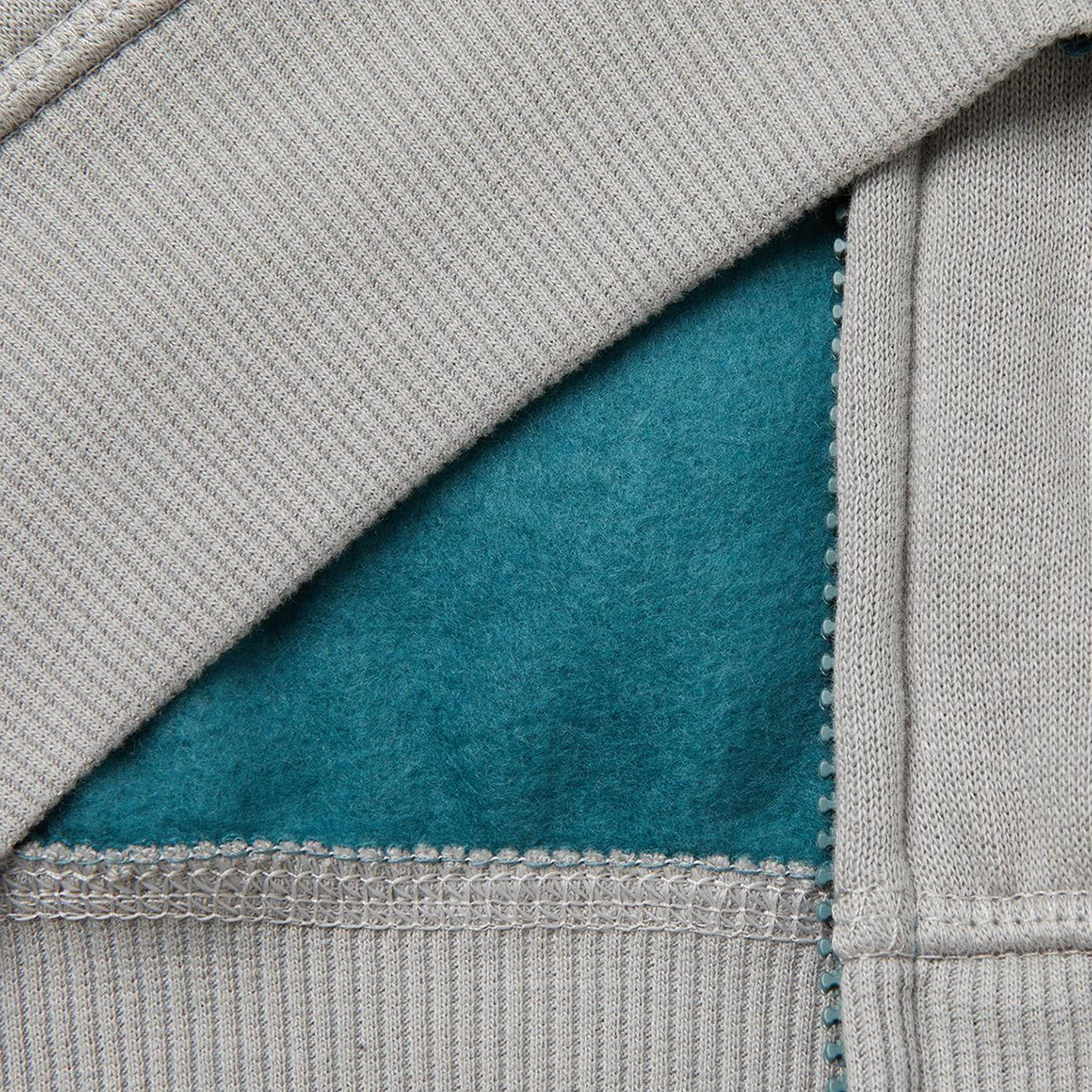 Erkek Çocuk Koyu Yeşil-Gri Önü Logo Baskılı Cepli Fermuarlı Şardonlu Sweatshirt