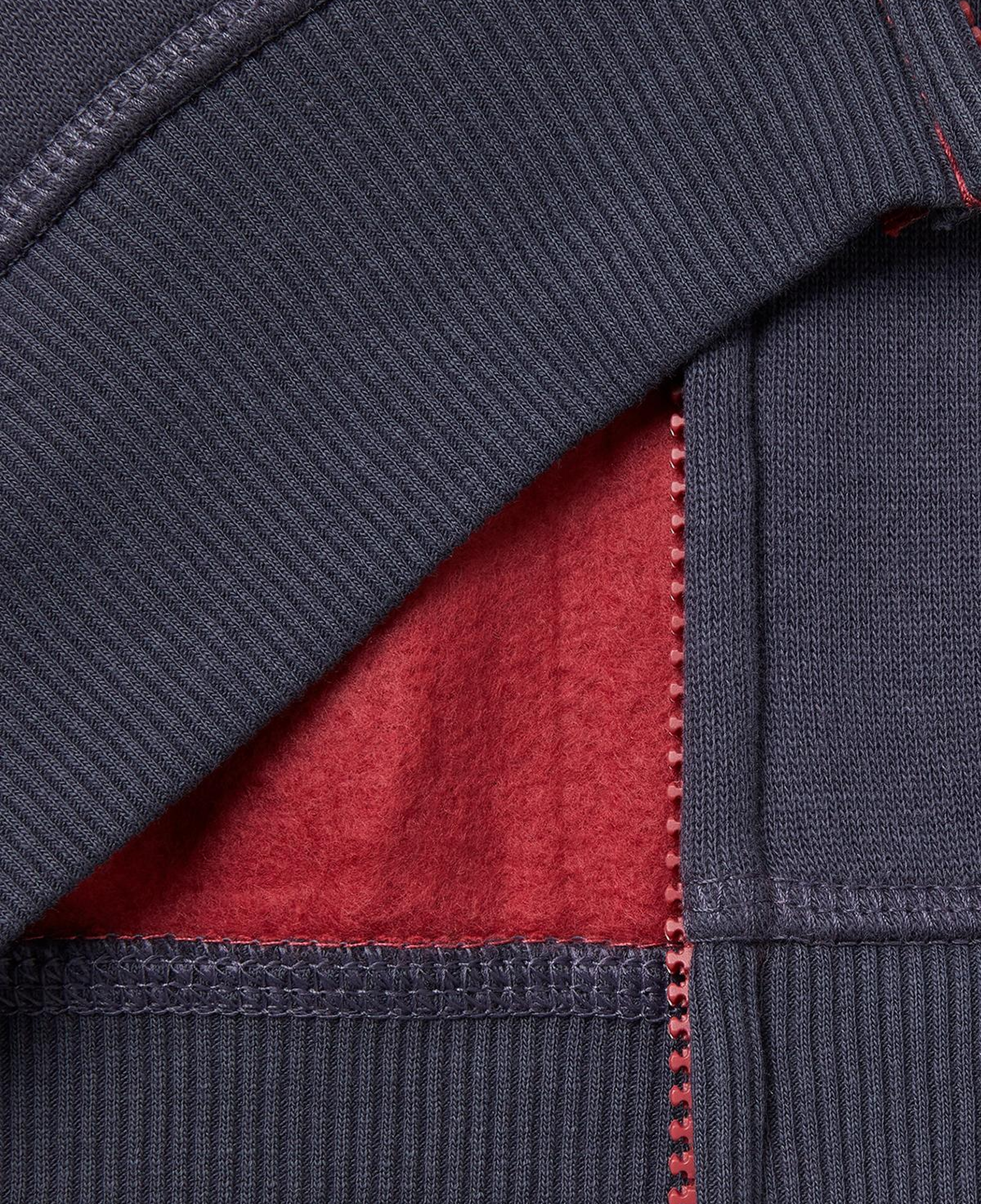 Erkek Çocuk Bordo-Gri Önü Logo Baskılı Cepli Fermuarlı Şardonlu Sweatshirt