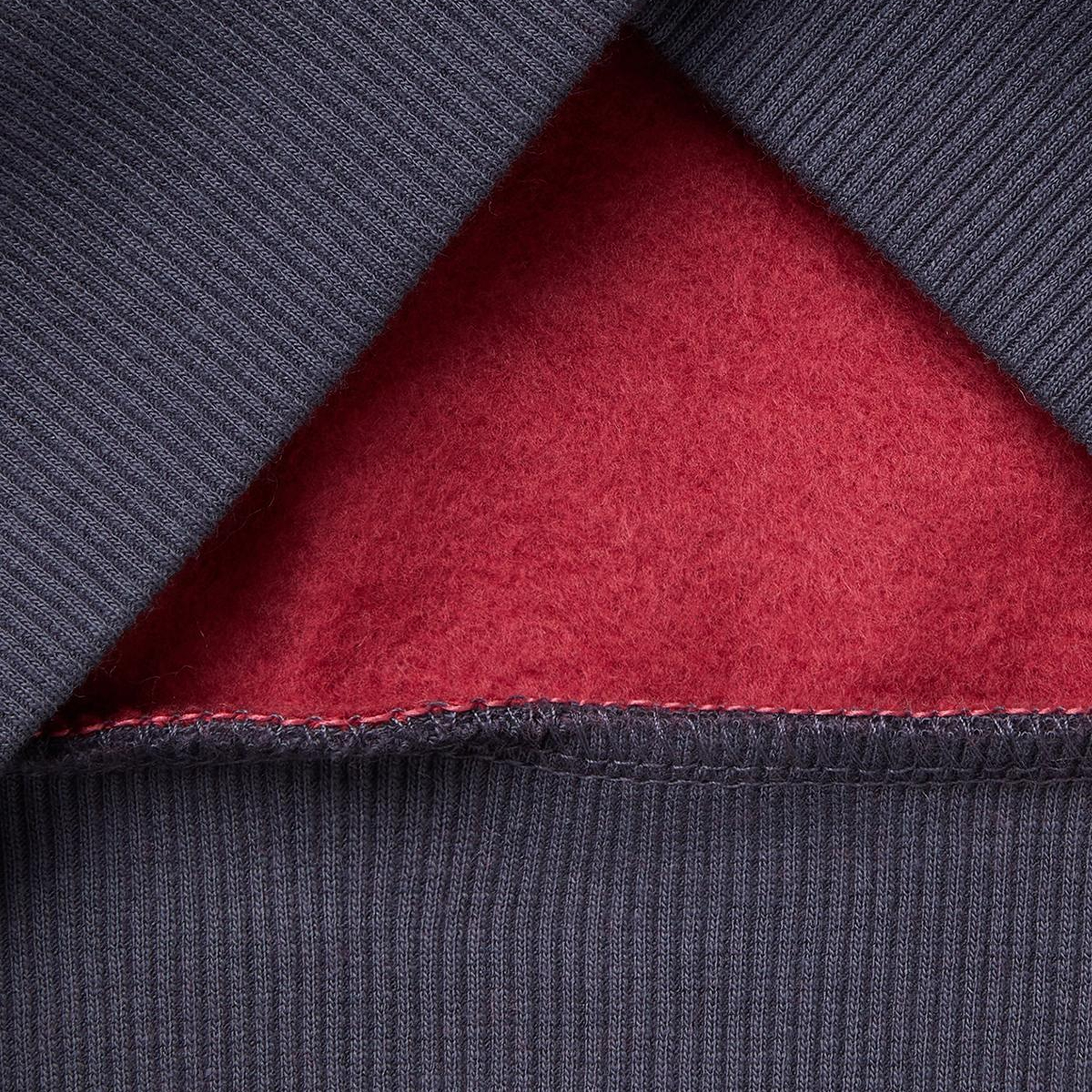 Erkek Çocuk Bordo-Gri Önü Logo Baskılı Cepli Nervürlü Kapüşonlu Sweatshirt