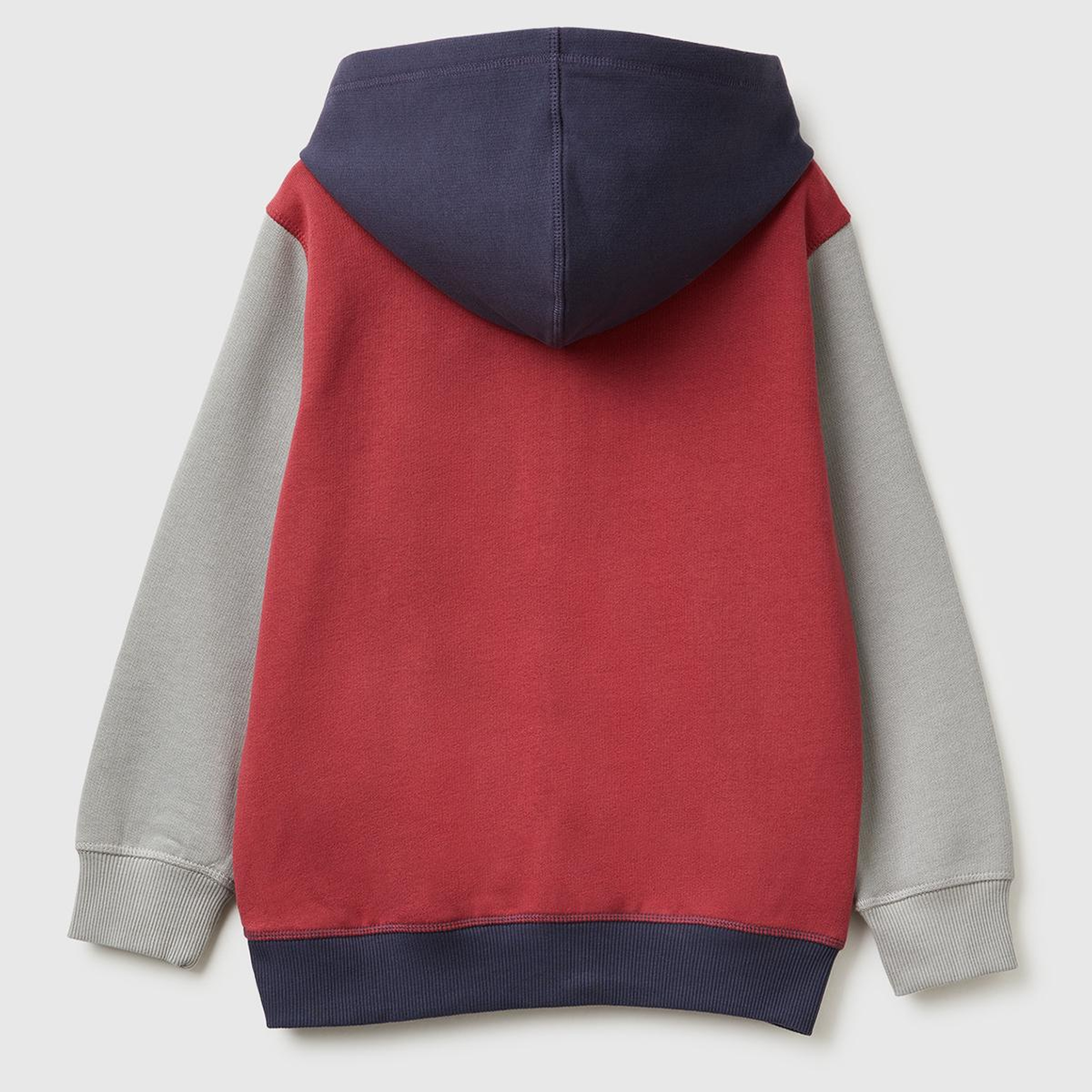 Erkek Çocuk Bordo-Gri Önü Logo Baskılı Cepli Fermuarlı Şardonlu Sweatshirt