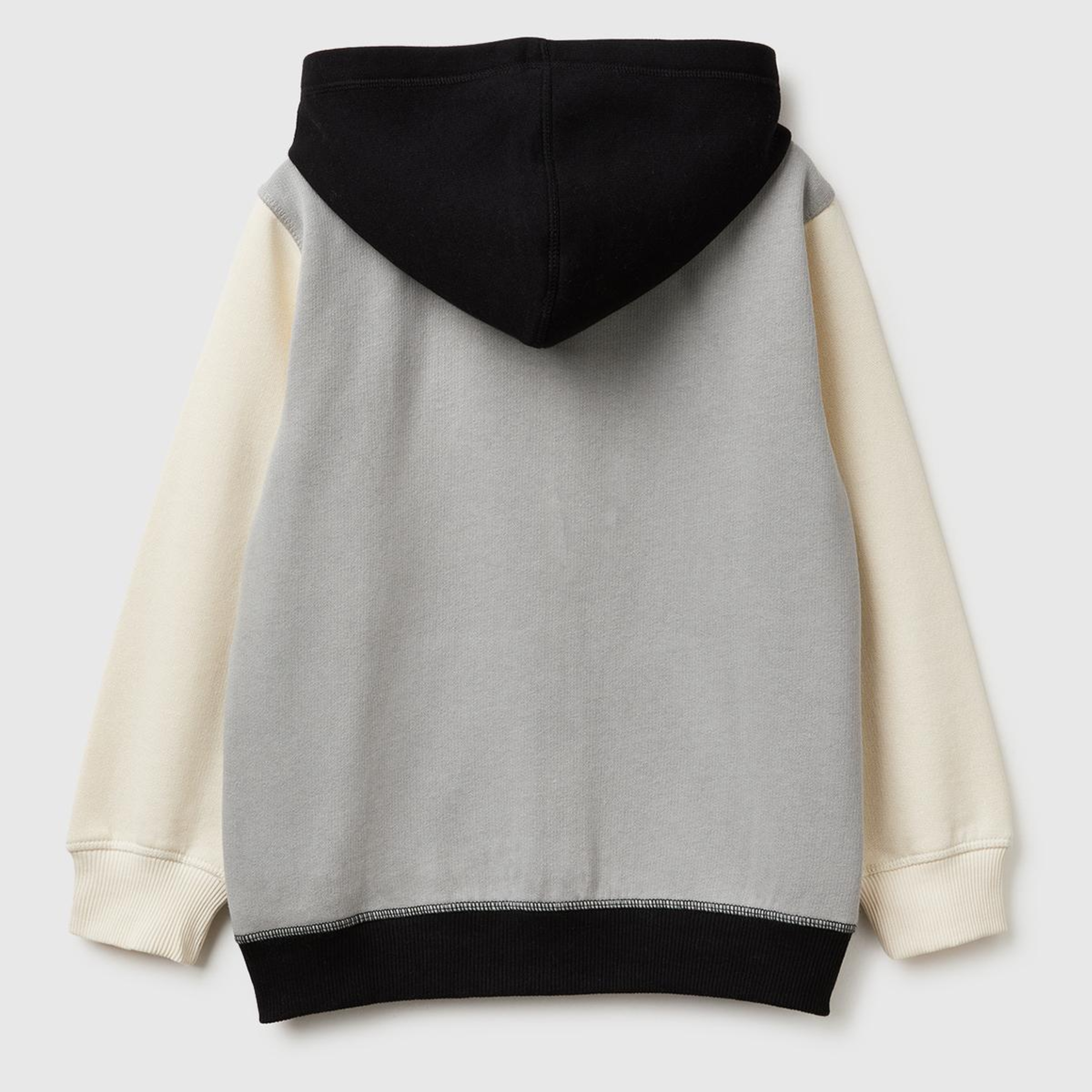 Erkek Çocuk Gri-Krem Önü Logo Baskılı Cepli Fermuarlı Şardonlu Sweatshirt