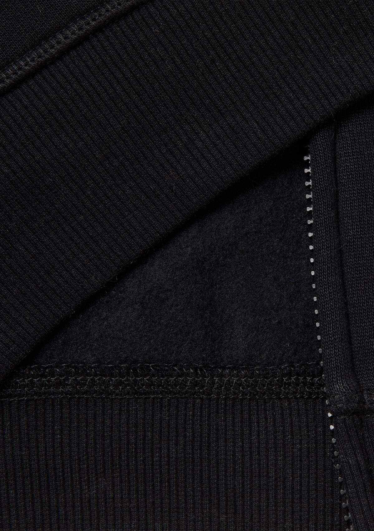 Erkek Çocuk Siyah Önü Logo Baskılı Cepli Fermuarlı Şardonlu Sweatshirt