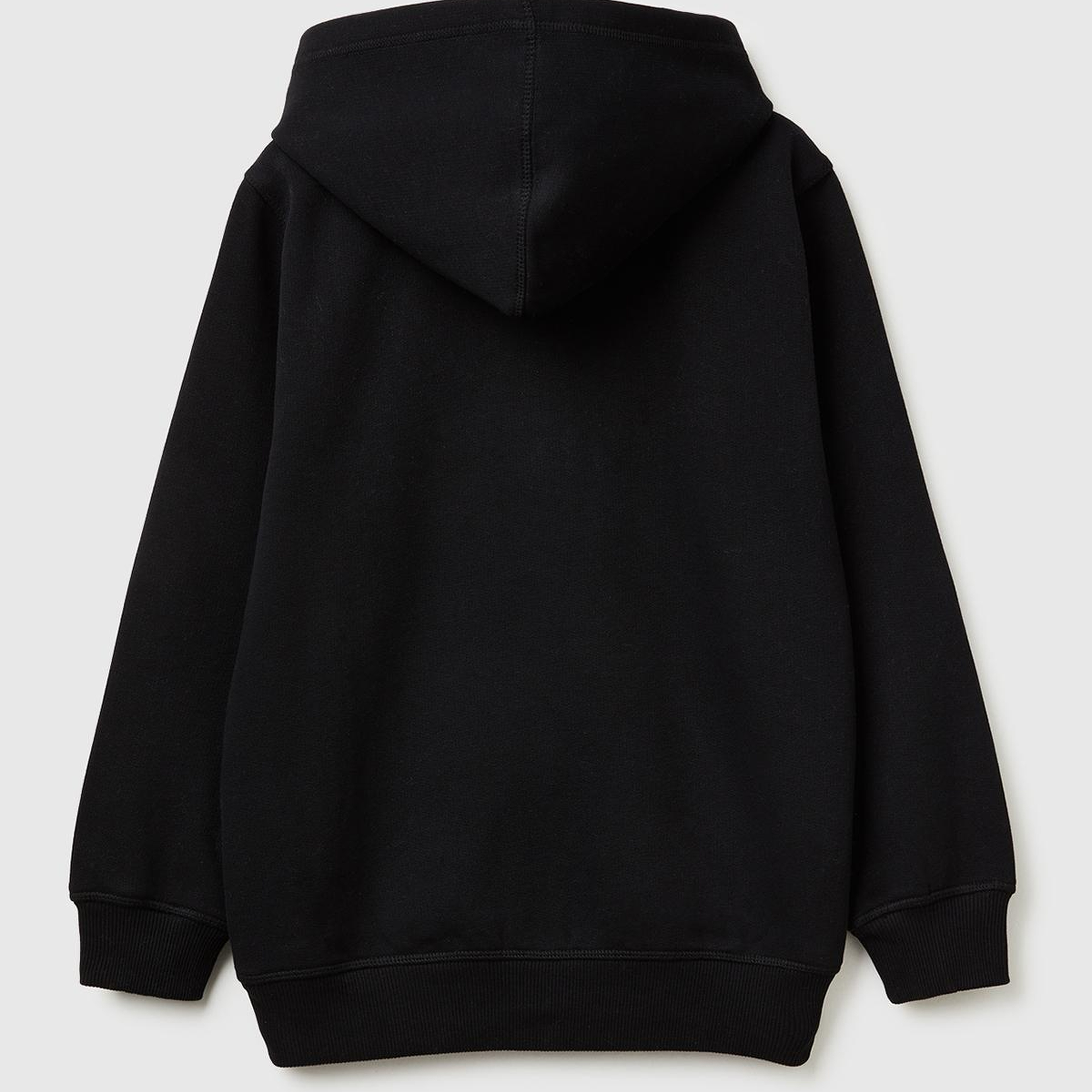 Erkek Çocuk Siyah Önü Logo Baskılı Cepli Fermuarlı Şardonlu Sweatshirt