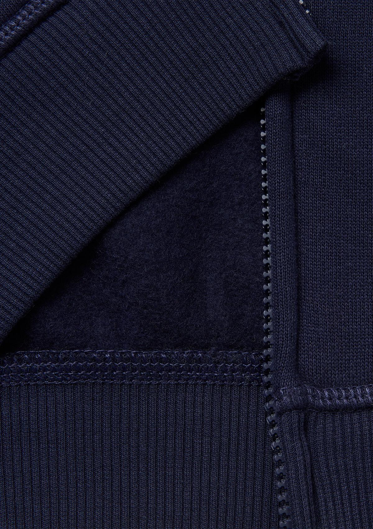 Erkek Çocuk Lacivert Önü Logo Baskılı Cepli Fermuarlı Şardonlu Sweatshirt