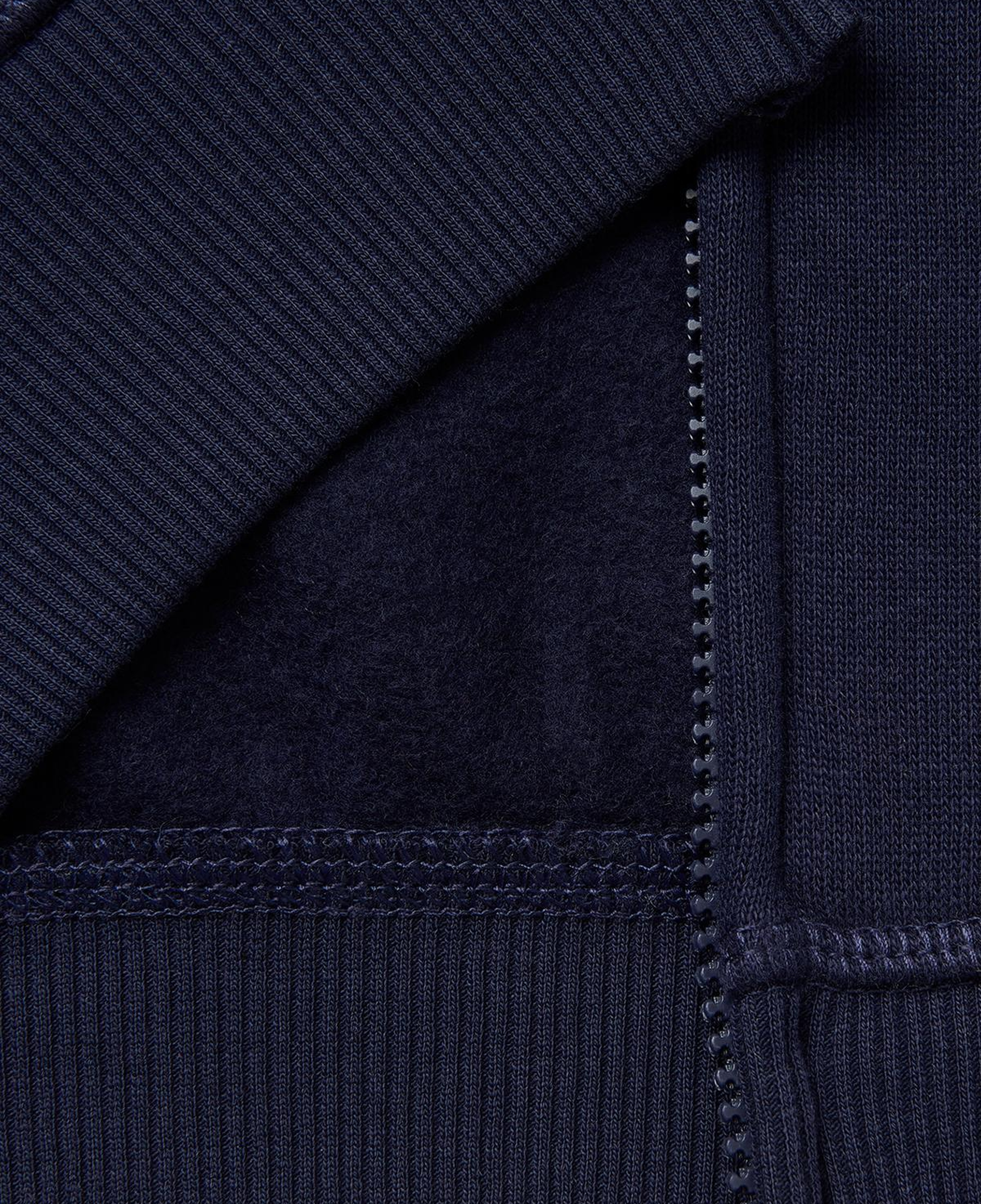 Erkek Çocuk Lacivert Önü Logo Baskılı Cepli Fermuarlı Şardonlu Sweatshirt