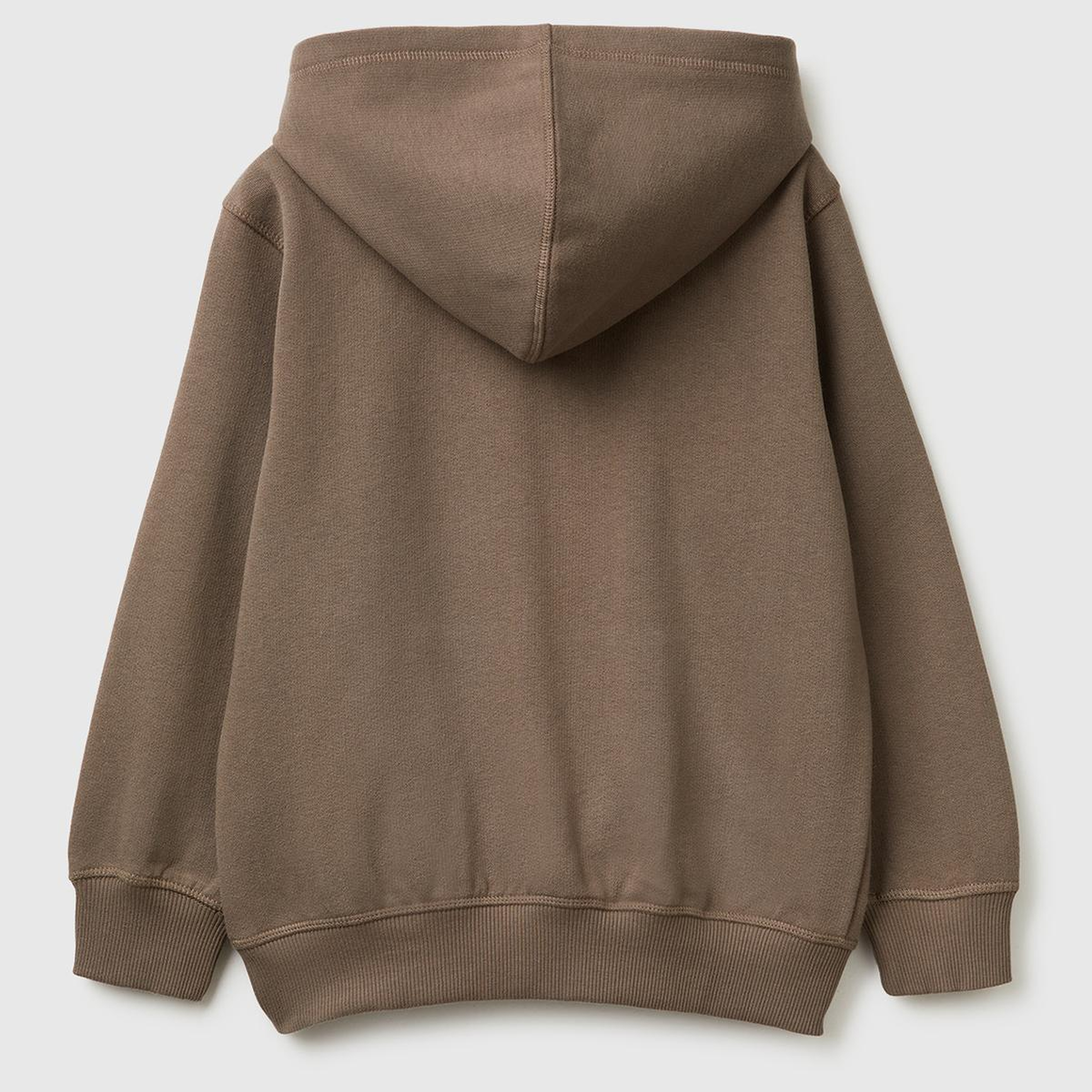 Erkek Çocuk Haki Kahve Önü Logo Baskılı Cepli Fermuarlı Şardonlu Sweatshirt