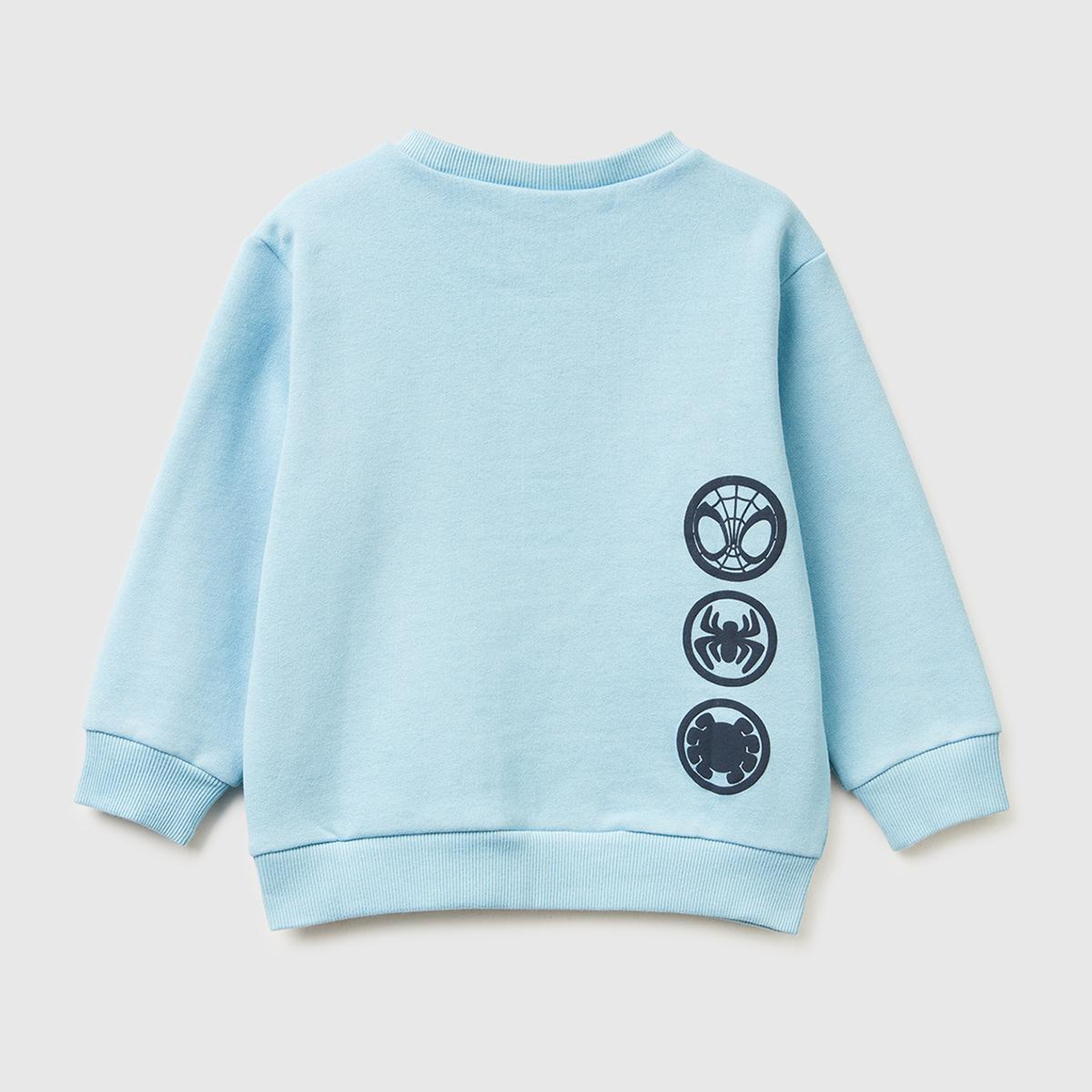 Erkek Çocuk Açık Mavi Spiderman Baskılı Logo Etiketli Kabartmalı  Nervürlü Sweatshirt