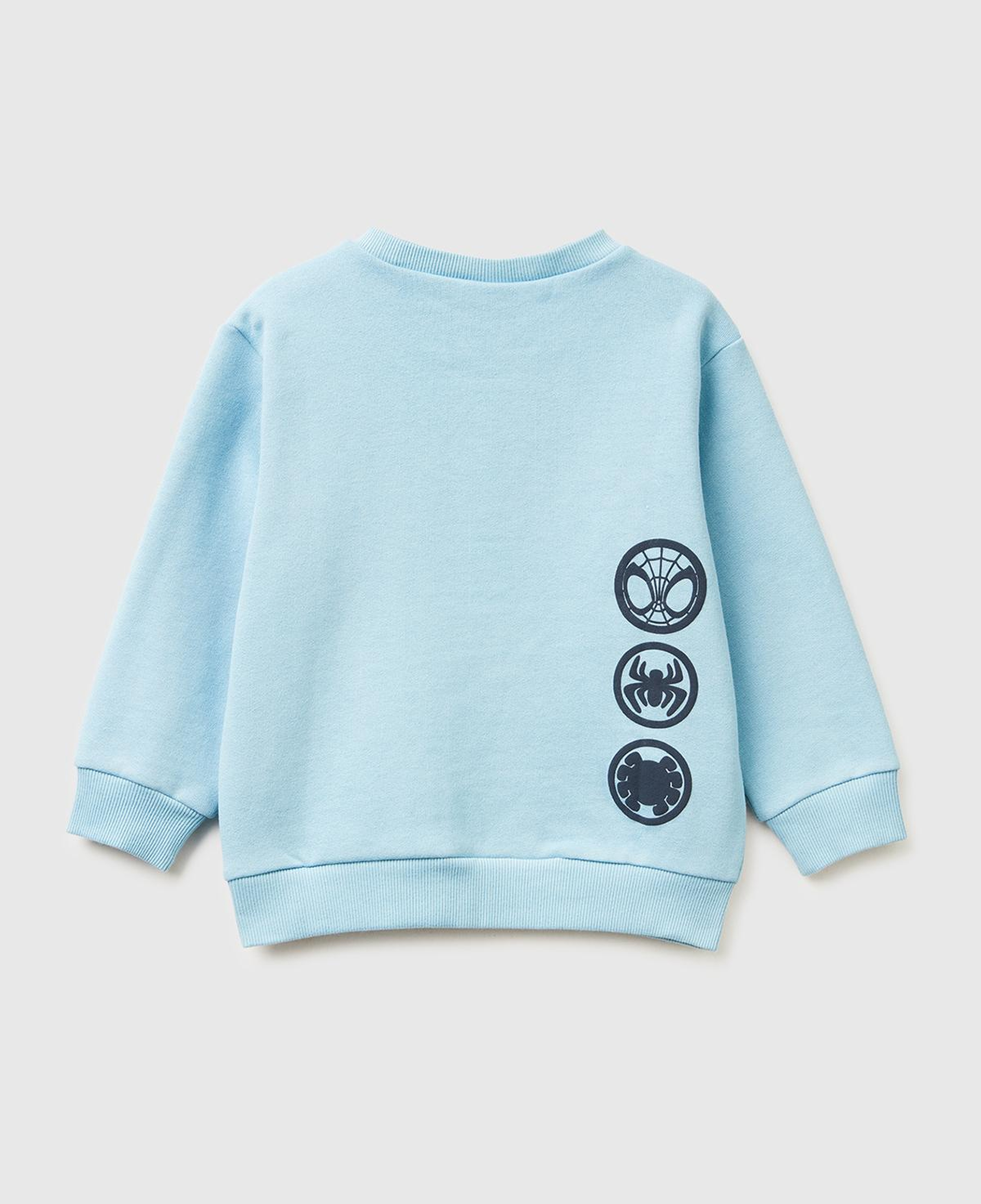 Erkek Çocuk Açık Mavi Spiderman Baskılı Logo Etiketli Kabartmalı  Nervürlü Sweatshirt