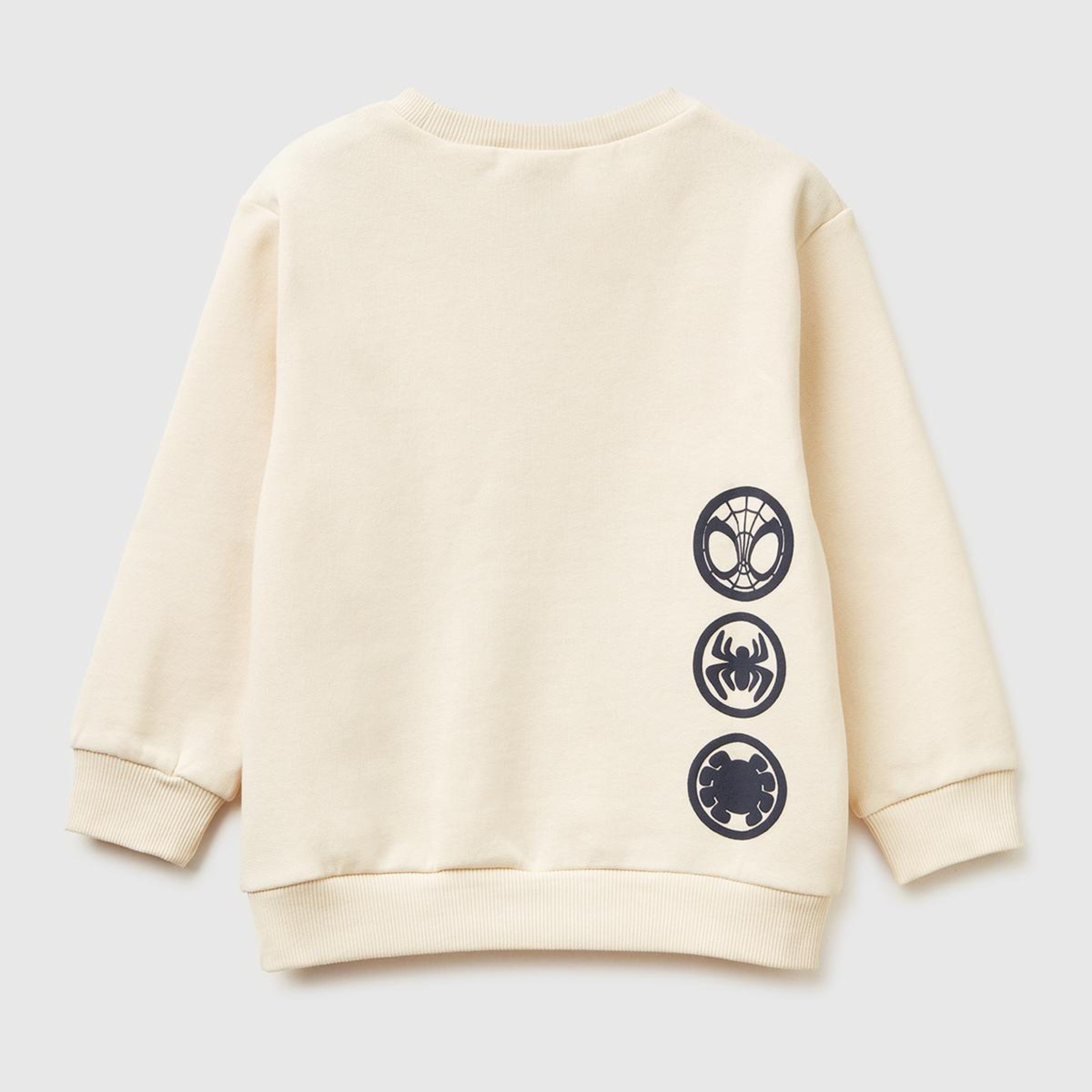 Erkek Çocuk Krem Spiderman Baskılı Logo Etiketli Kabartmalı  Nervürlü Sweatshirt