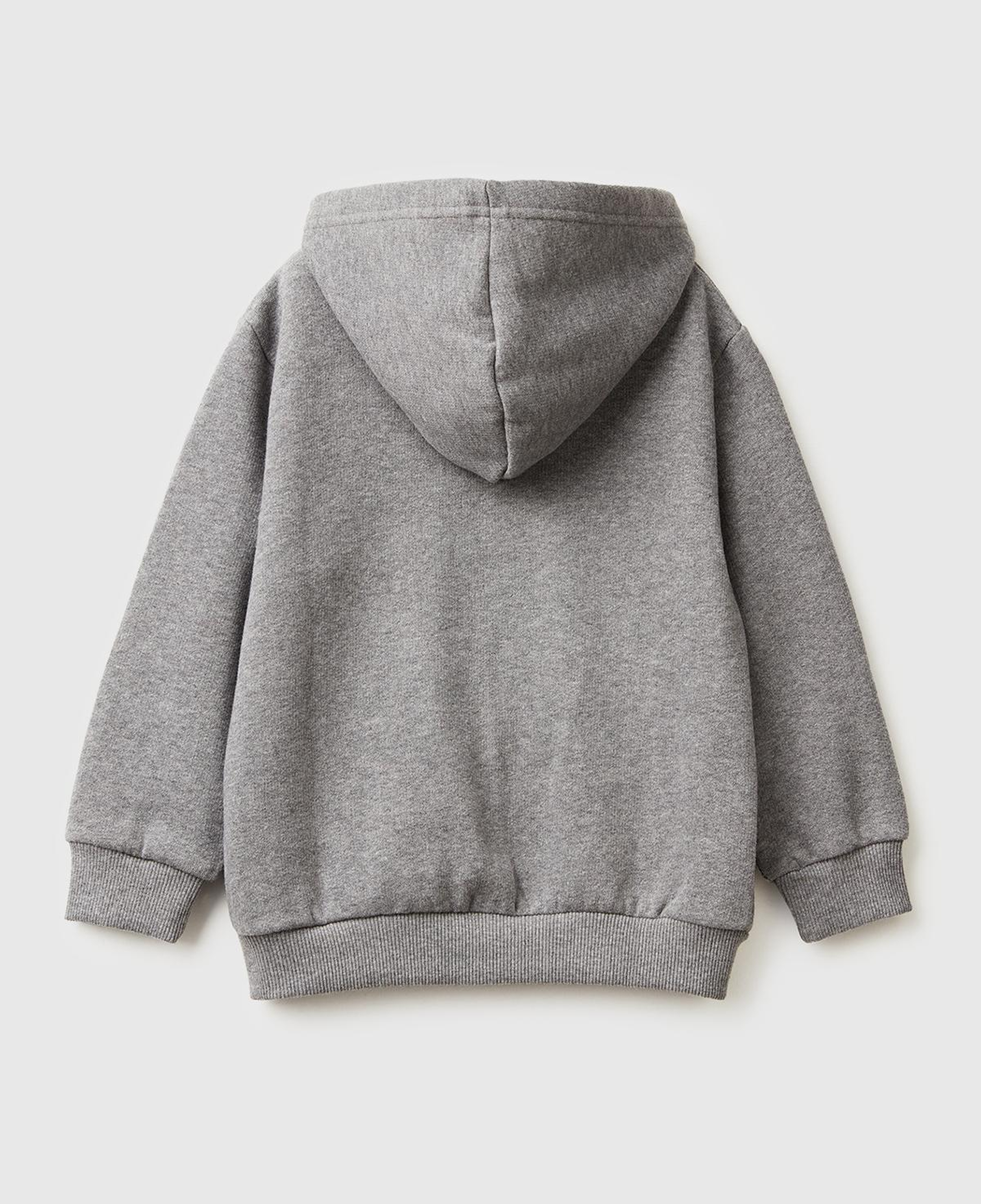 Erkek Çocuk Antrasit Melanj Önü Logo Baskılı Fermuarlı Regular Fit Kapüşonlu Sweatshirt