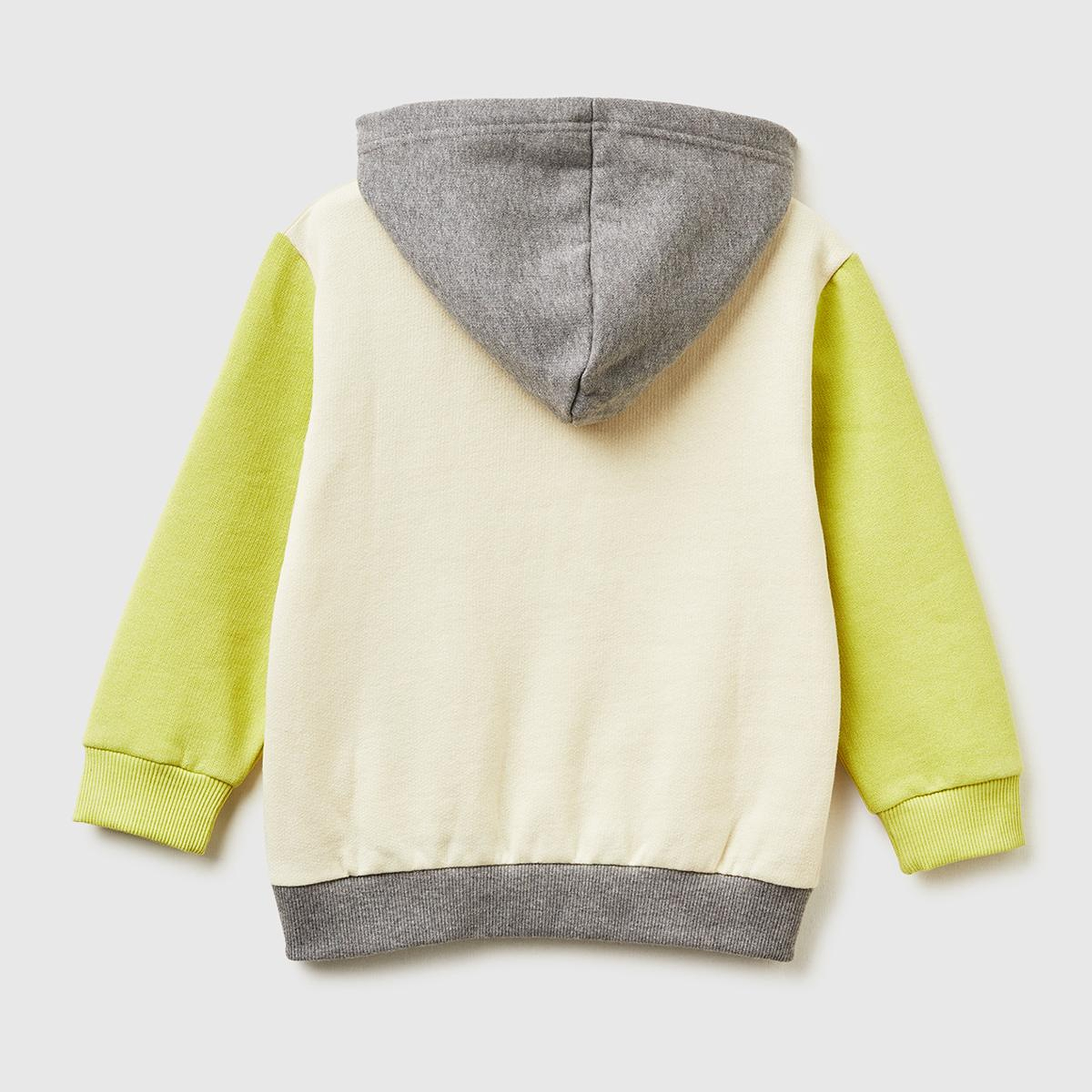 Erkek Çocuk Hardal-Ekru Önü Logo Baskılı Fermuarlı Regular Fit Kapüşonlu Sweatshirt