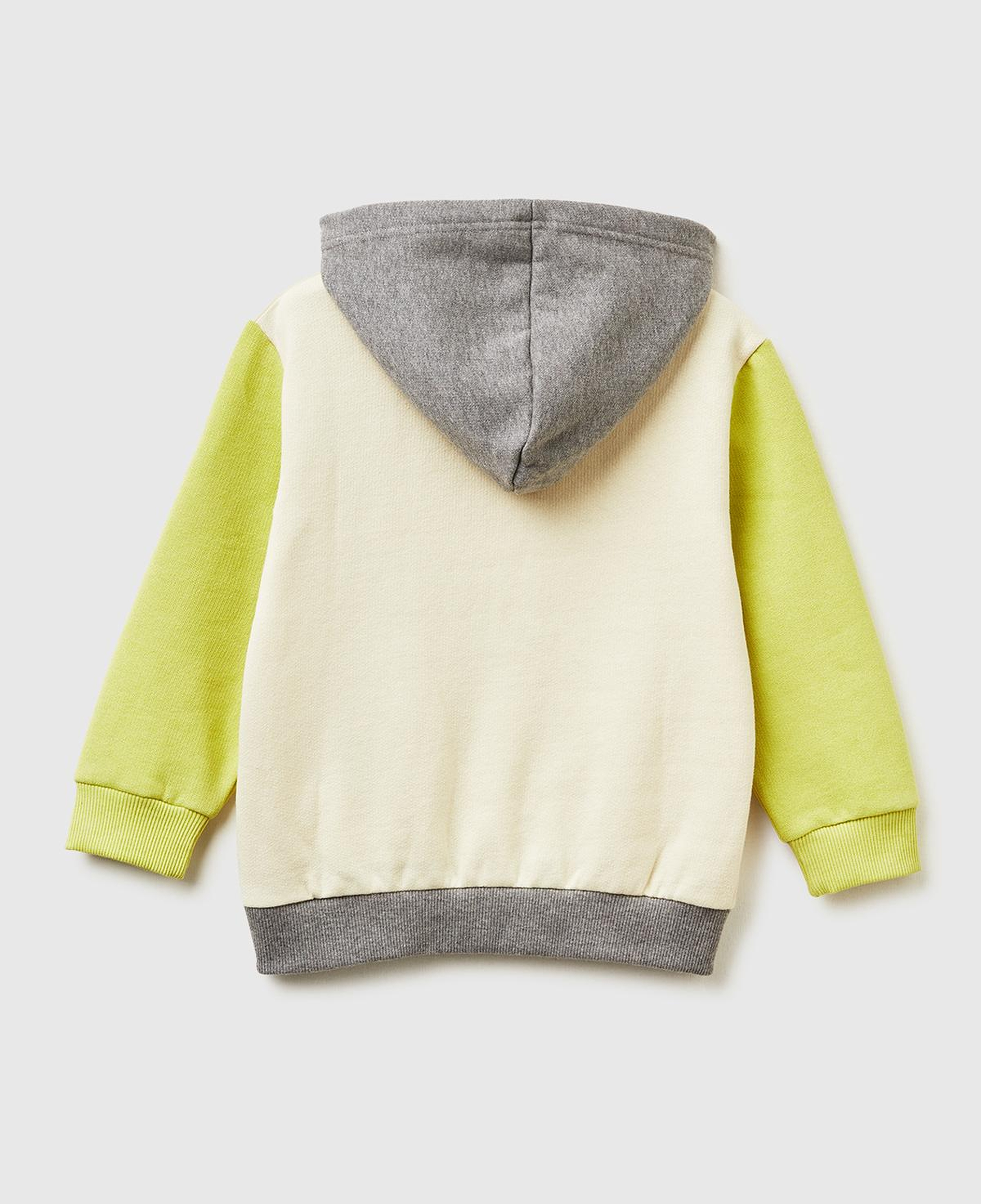 Erkek Çocuk Hardal-Ekru Önü Logo Baskılı Fermuarlı Regular Fit Kapüşonlu Sweatshirt